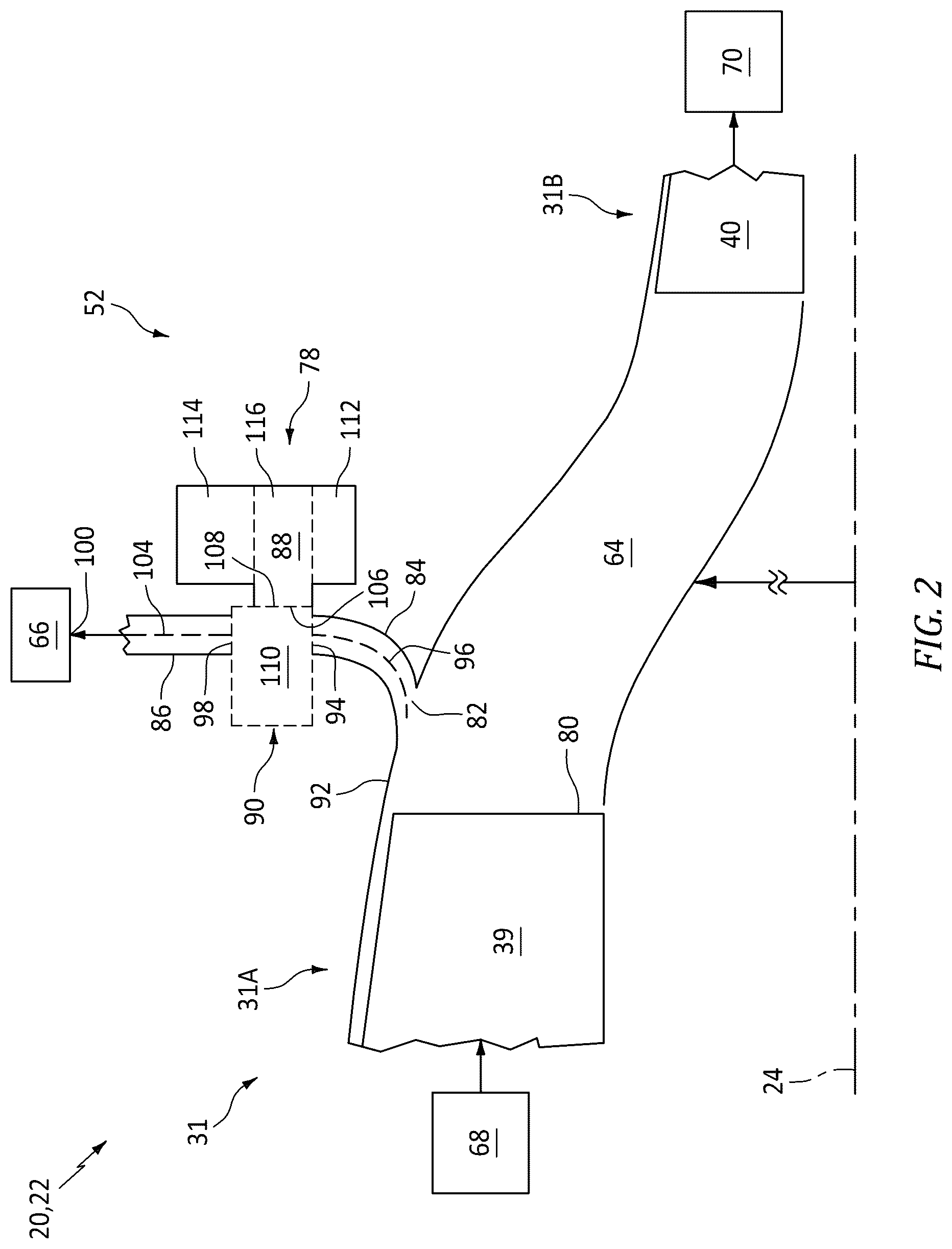 Patent US12618376 Figure 2 – Bleeding core air from a turbine engine core flowpath