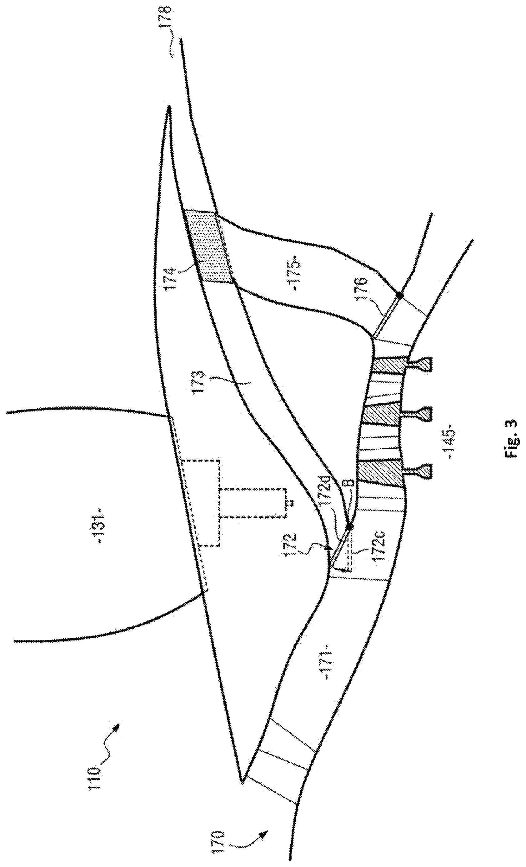 Patent US12618377 Figure 3 – Unducted propeller gas turbine comprising a cooling air channel and a variable bleed valve ejection channel
