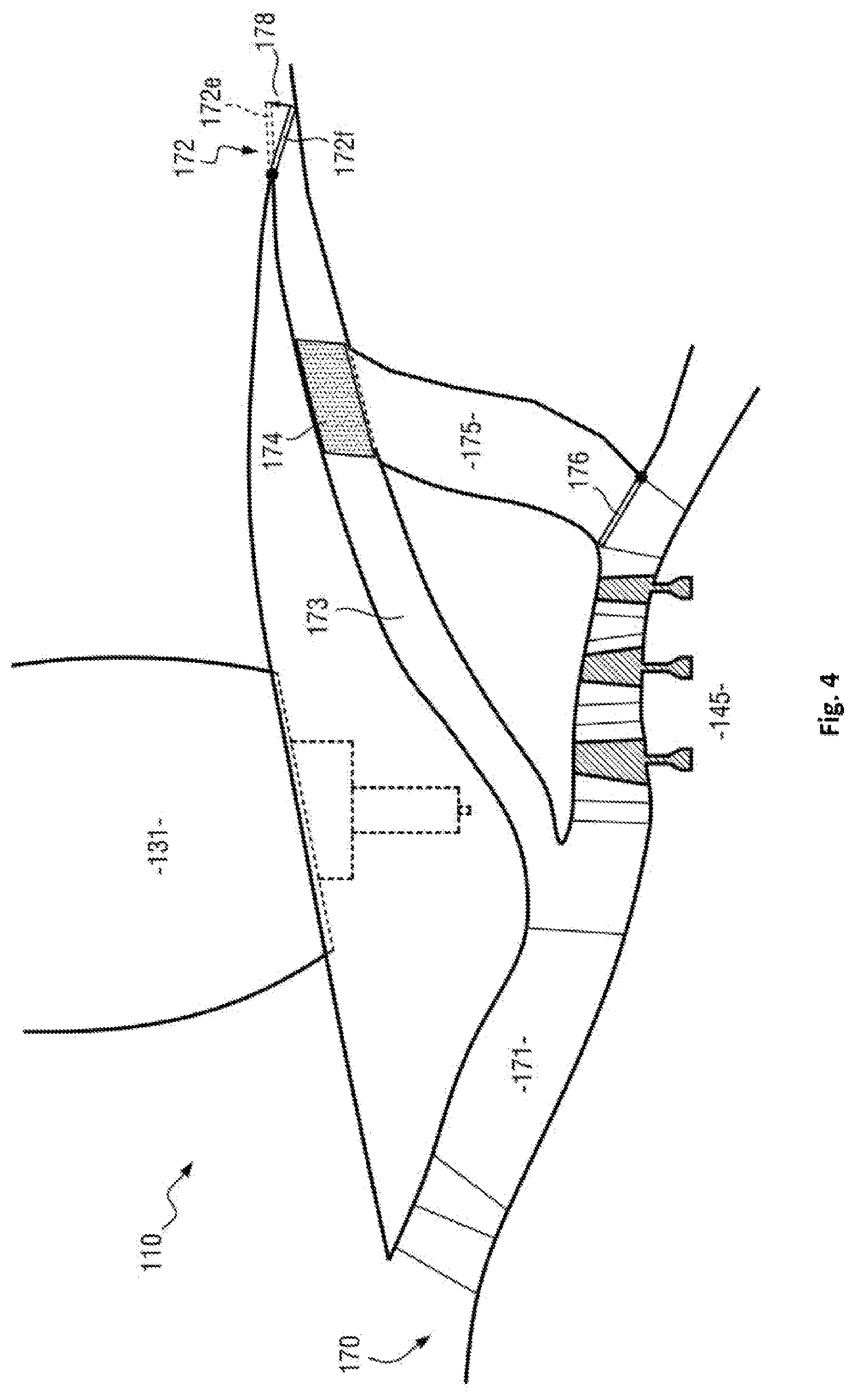 Patent US12618377 Figure 4 – Unducted propeller gas turbine comprising a cooling air channel and a variable bleed valve ejection channel