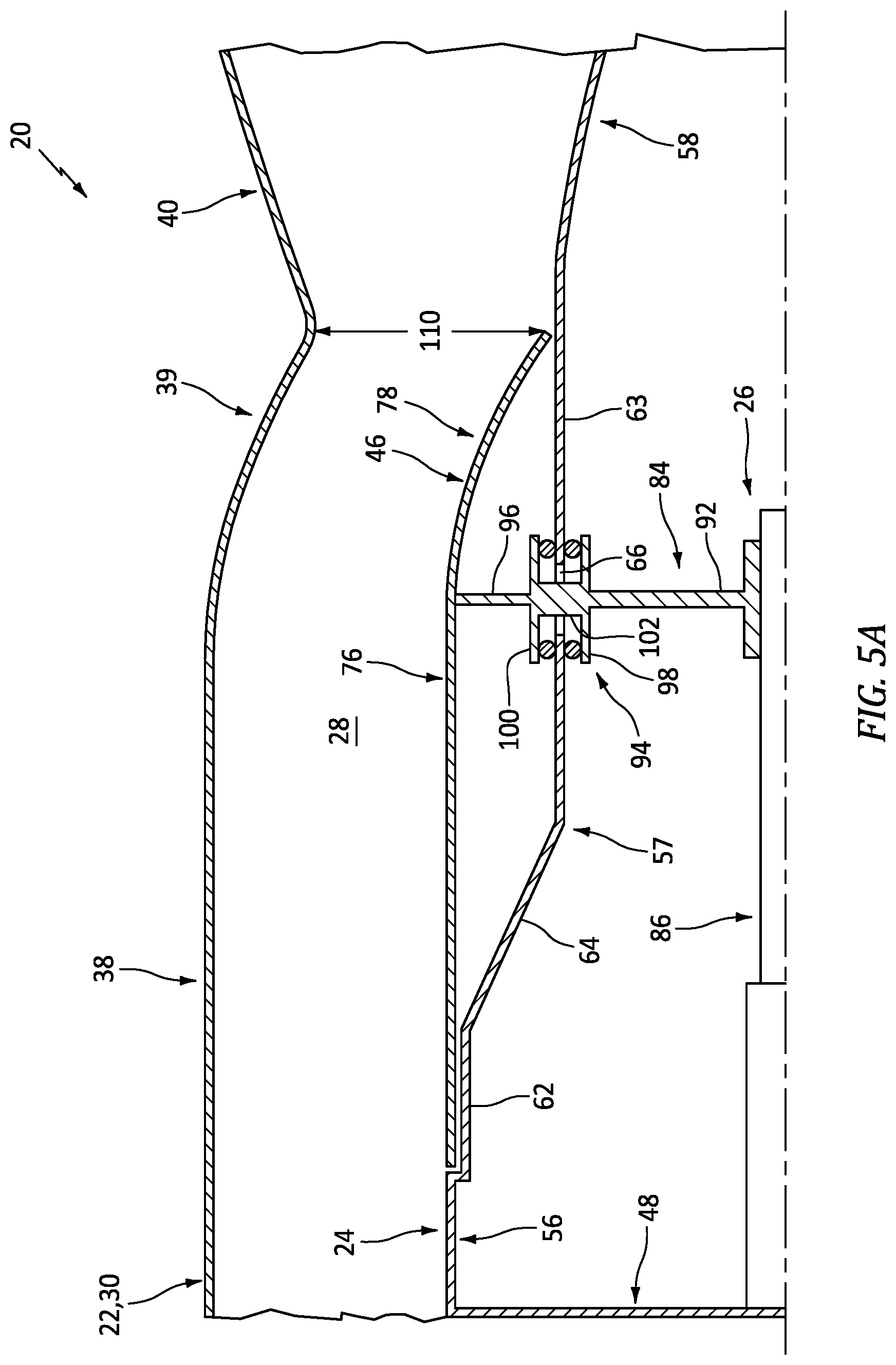 Patent US12618380 Figure 5 – Variable area nozzle for an aircraft engine