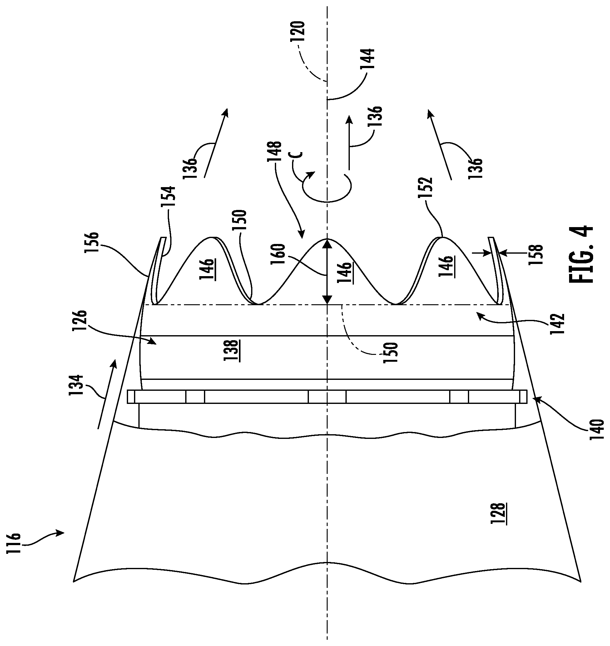 Patent US12618381 Figure 4 – Gas turbine exhaust nozzle noise abatement