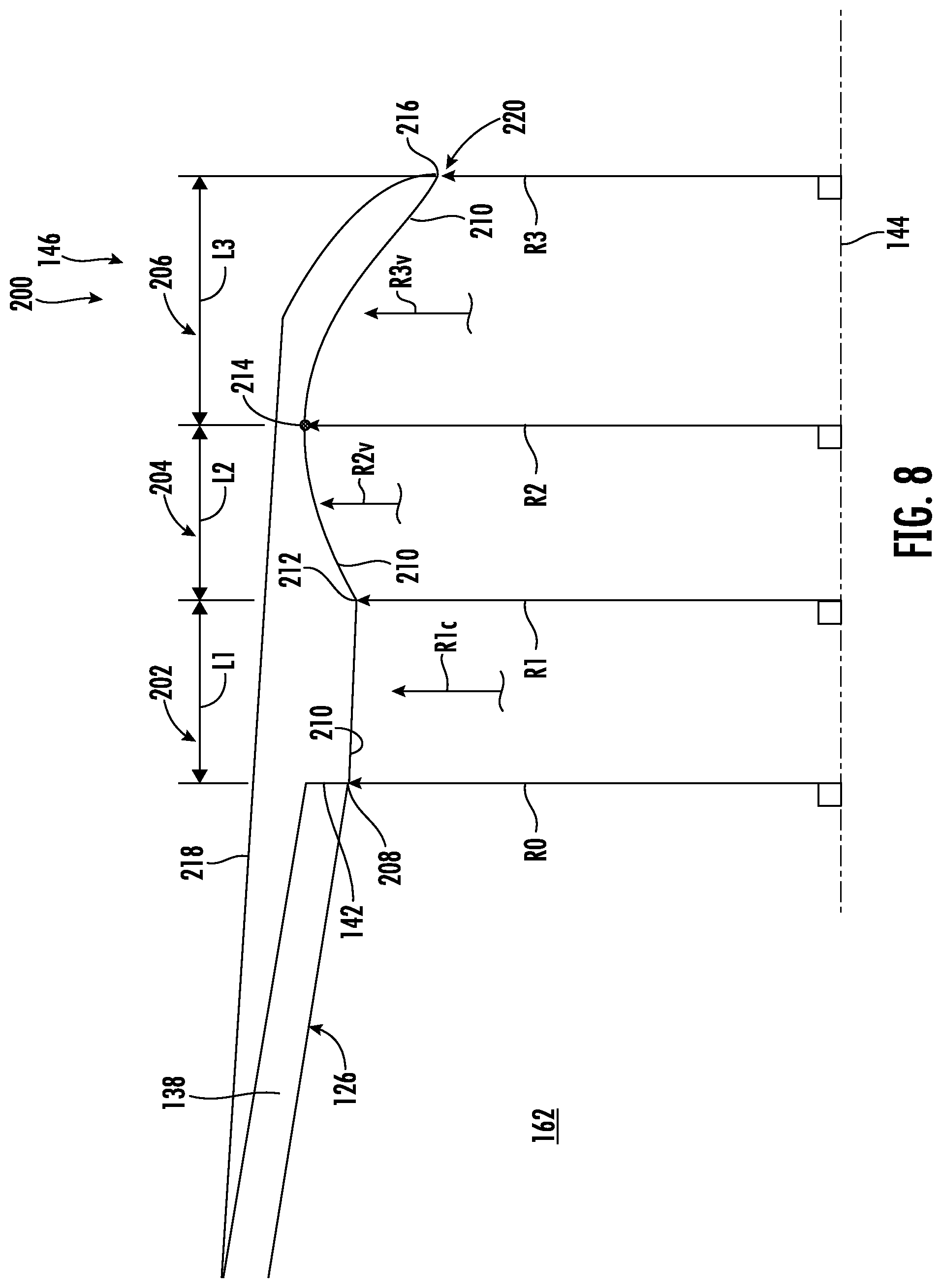 Patent US12618381 Figure 8 – Gas turbine exhaust nozzle noise abatement