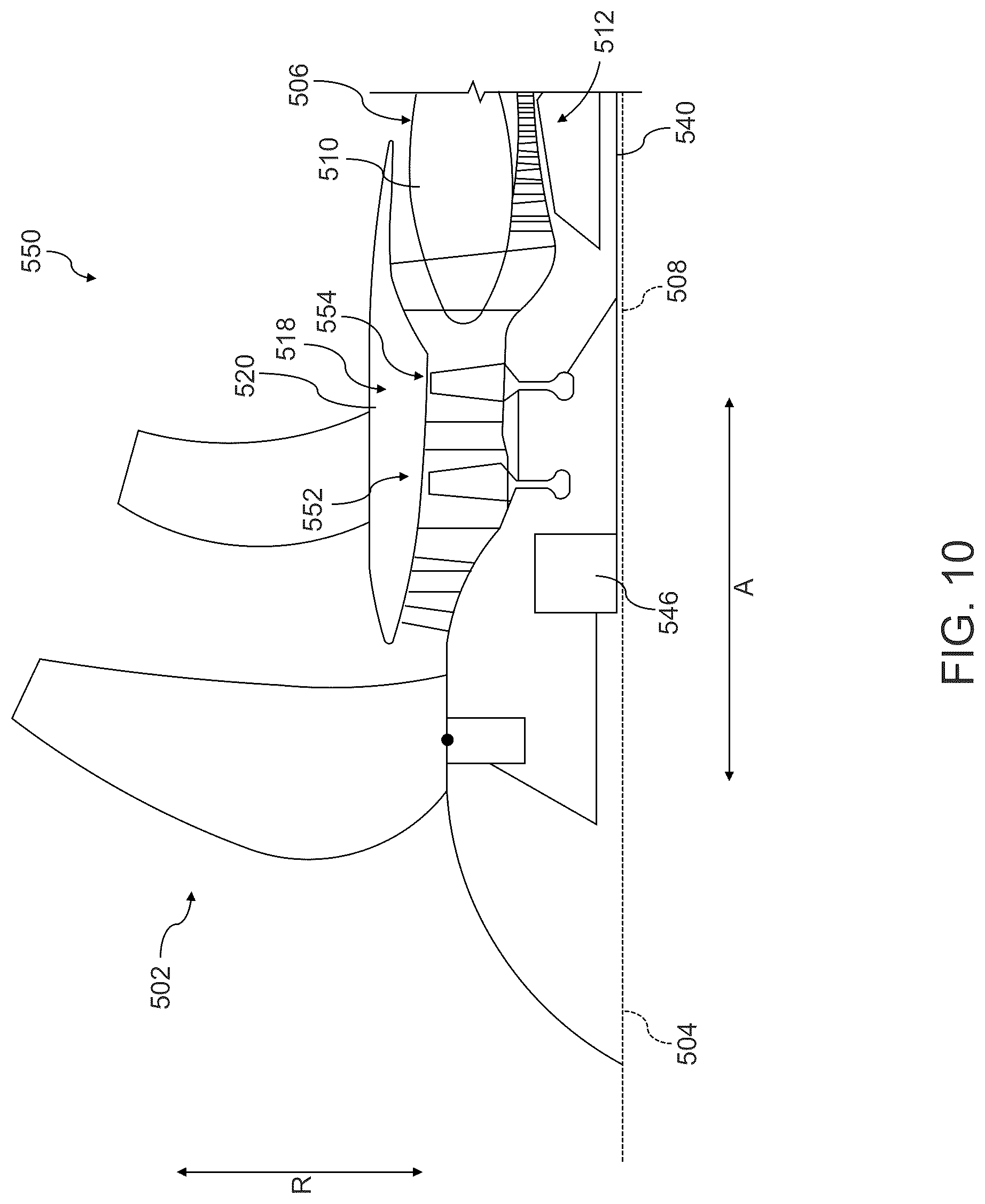 Patent US12618384 Figure 18 – Gas turbine engine having a bypass passage, a fan duct, and a core duct