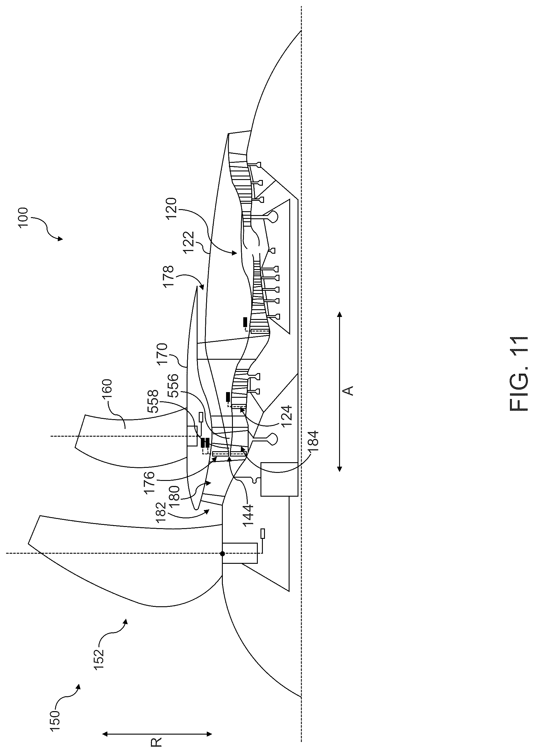 Patent US12618384 Figure 19 – Gas turbine engine having a bypass passage, a fan duct, and a core duct