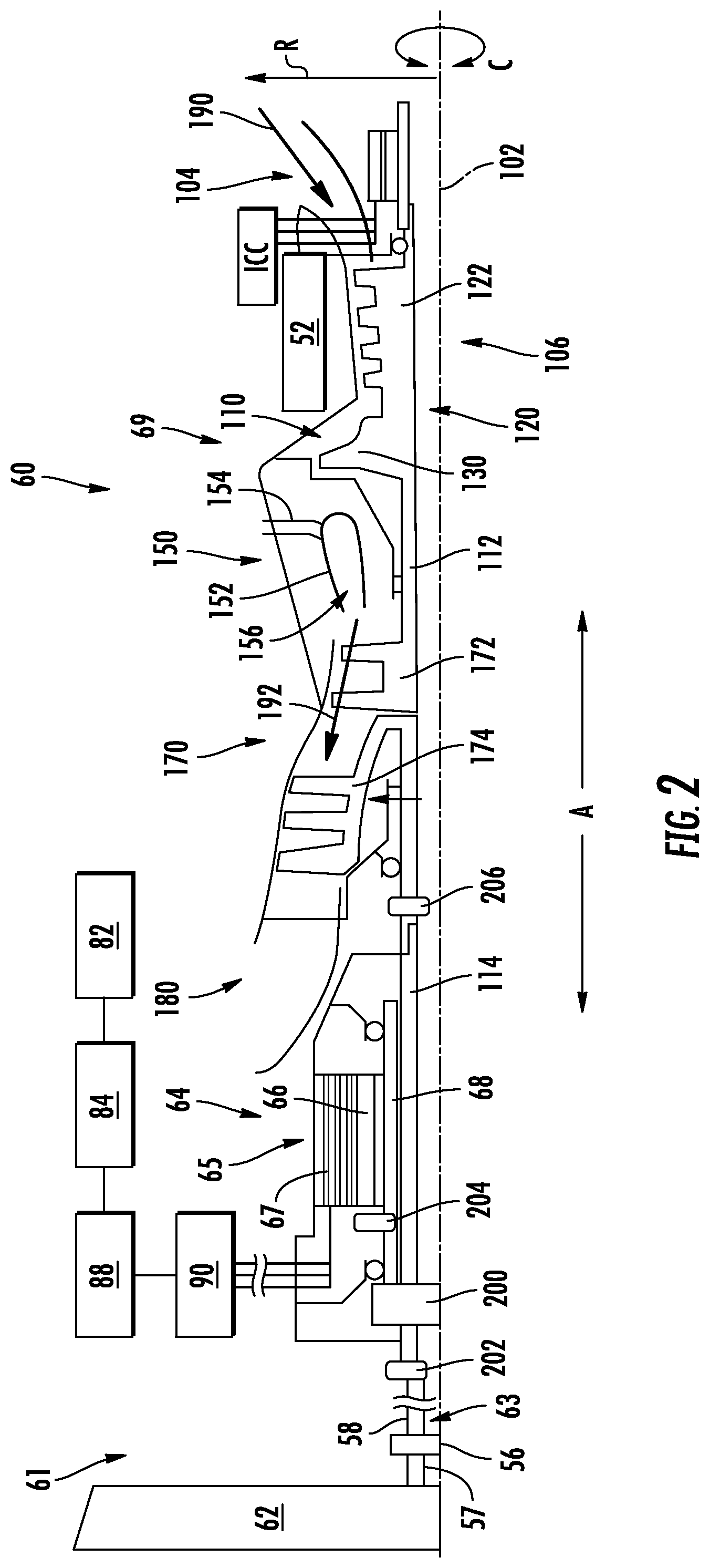 Patent US12618385 Figure 2 – Hybrid-electric propulsion system equipped with a coupler for switching between modes of operation