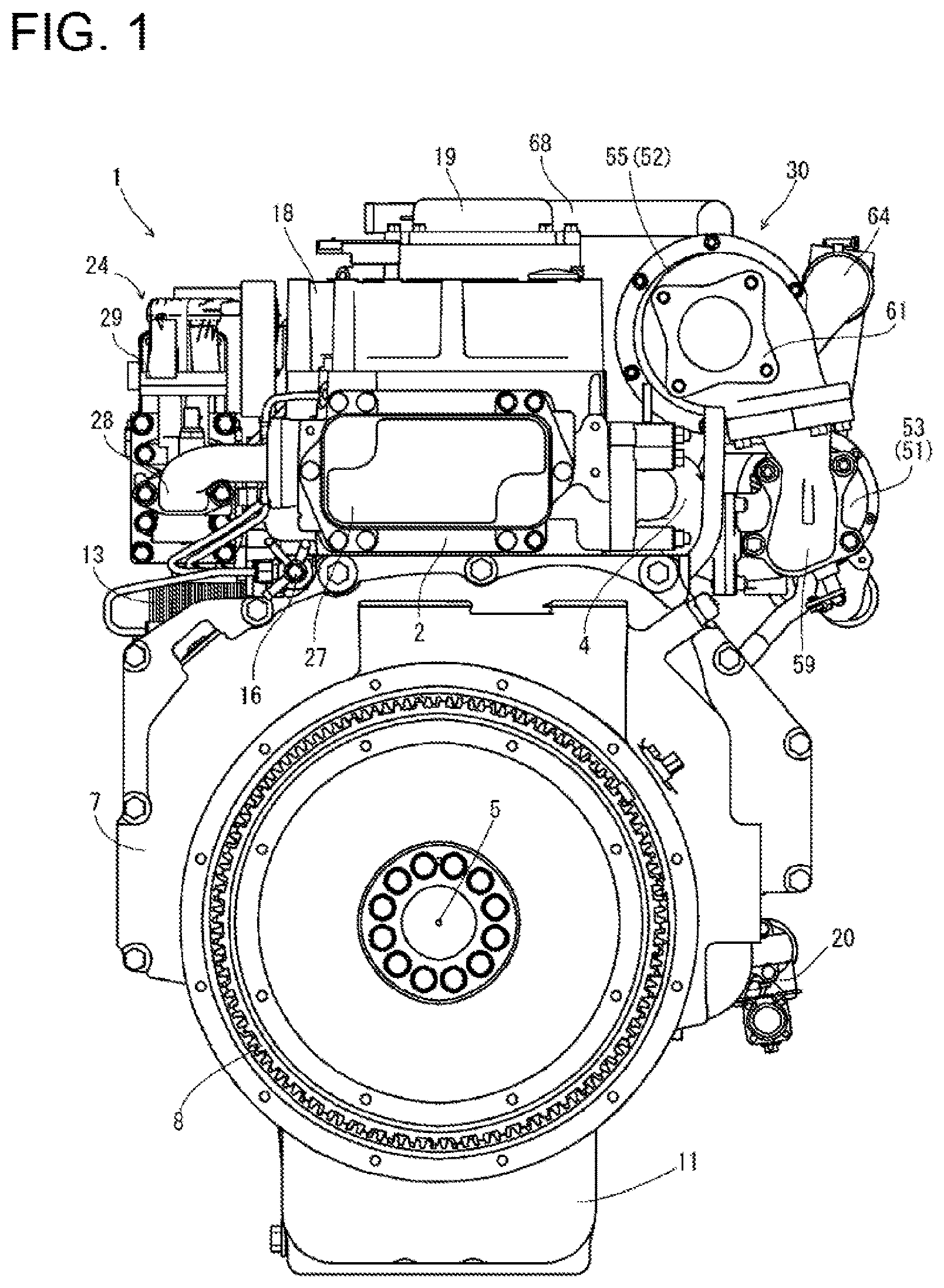 Patent US12618388 Figure 1 – Engine device