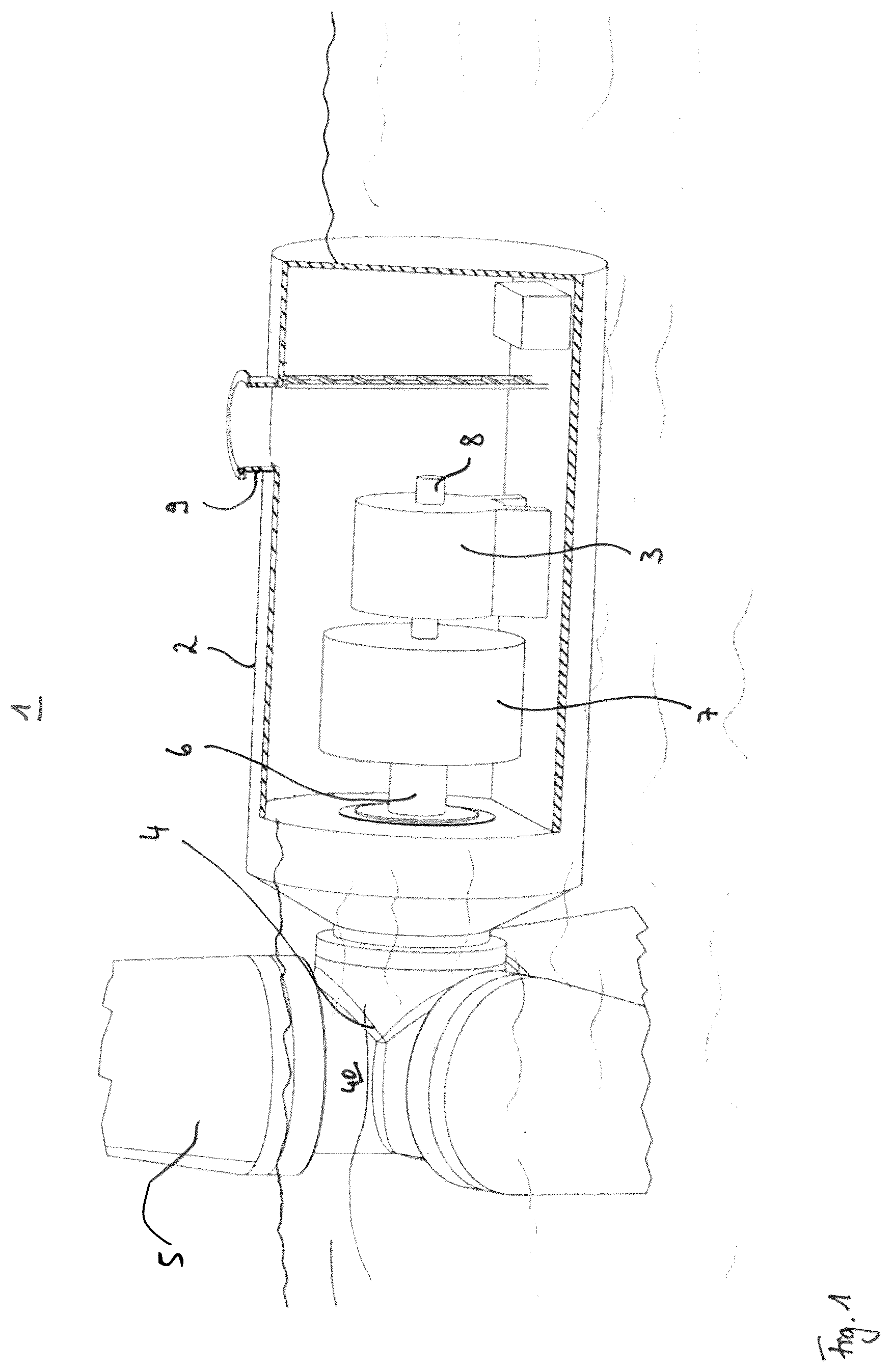 Patent US12618391 Figure 1 – Underwater flow turbine