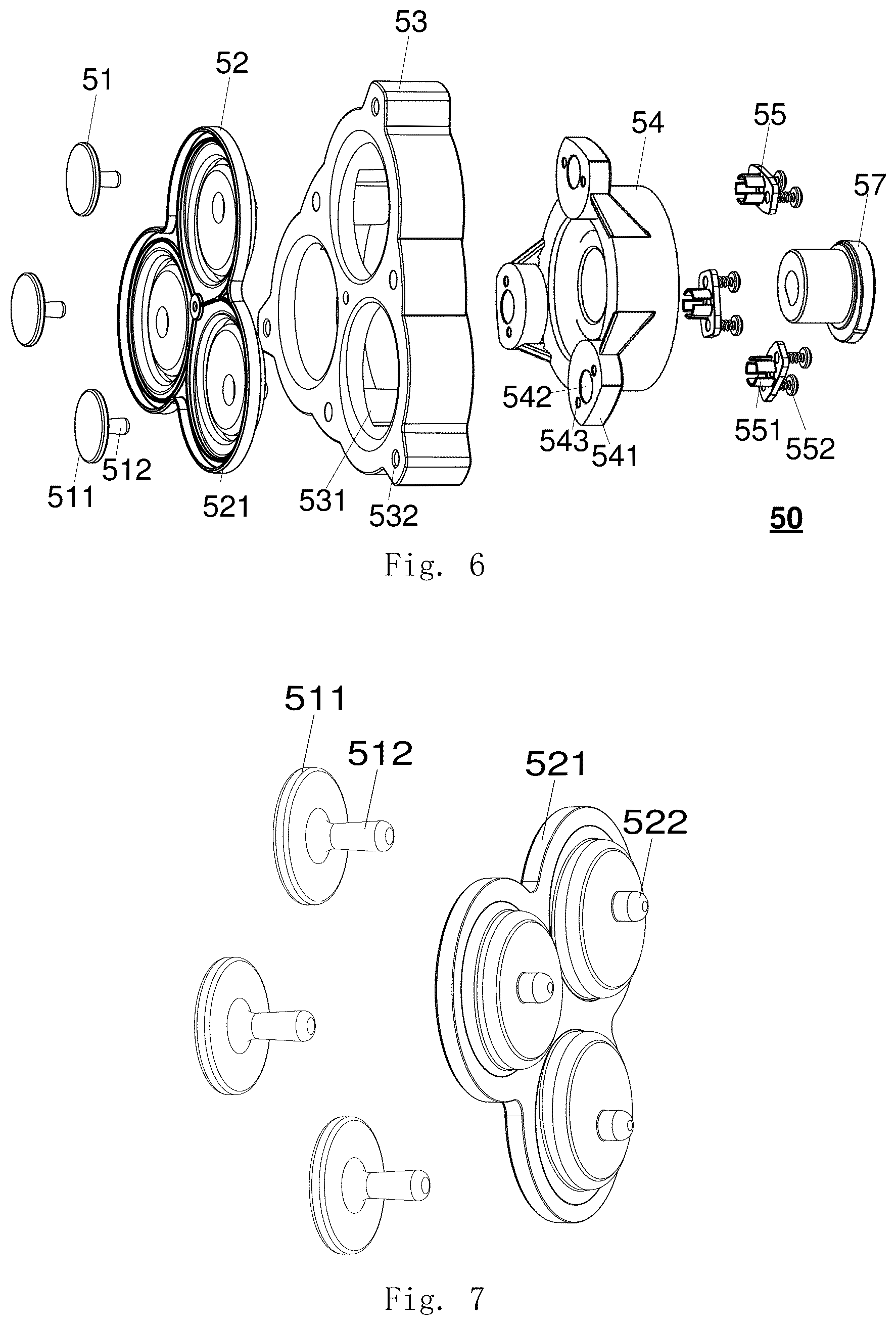 Patent US12618401 Figure 7 – Diaphragm assembly and diaphragm pump