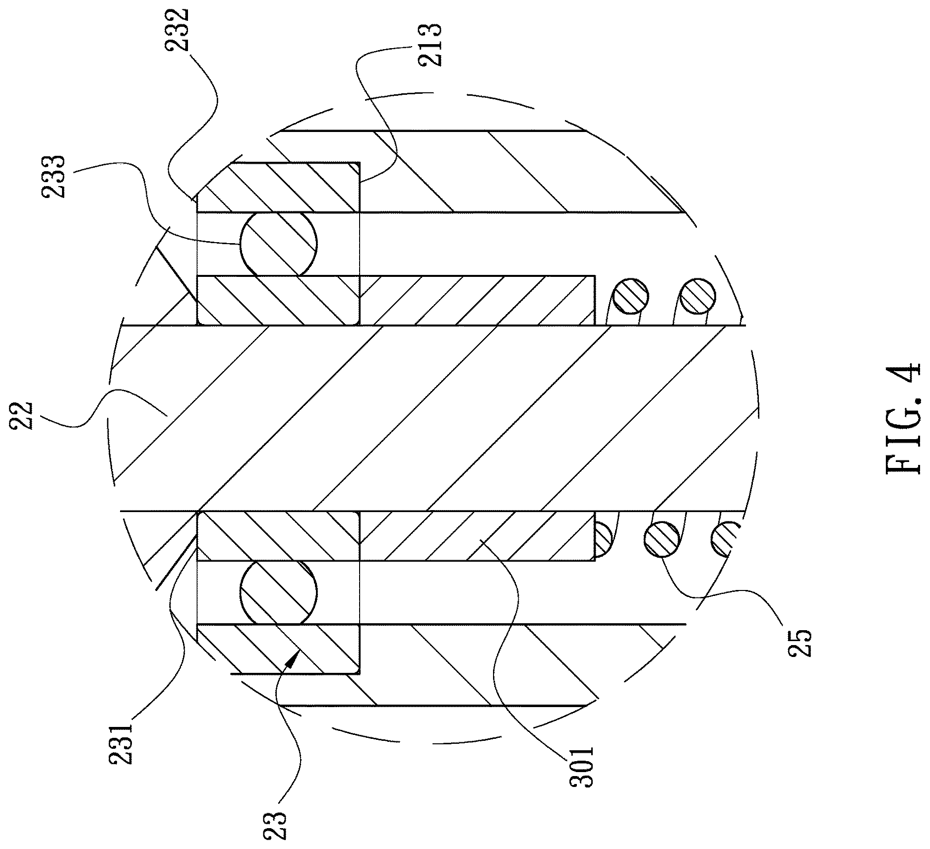 Patent US12618415 Figure 4 – Fan bearing anti-slip fixing structure with bushing