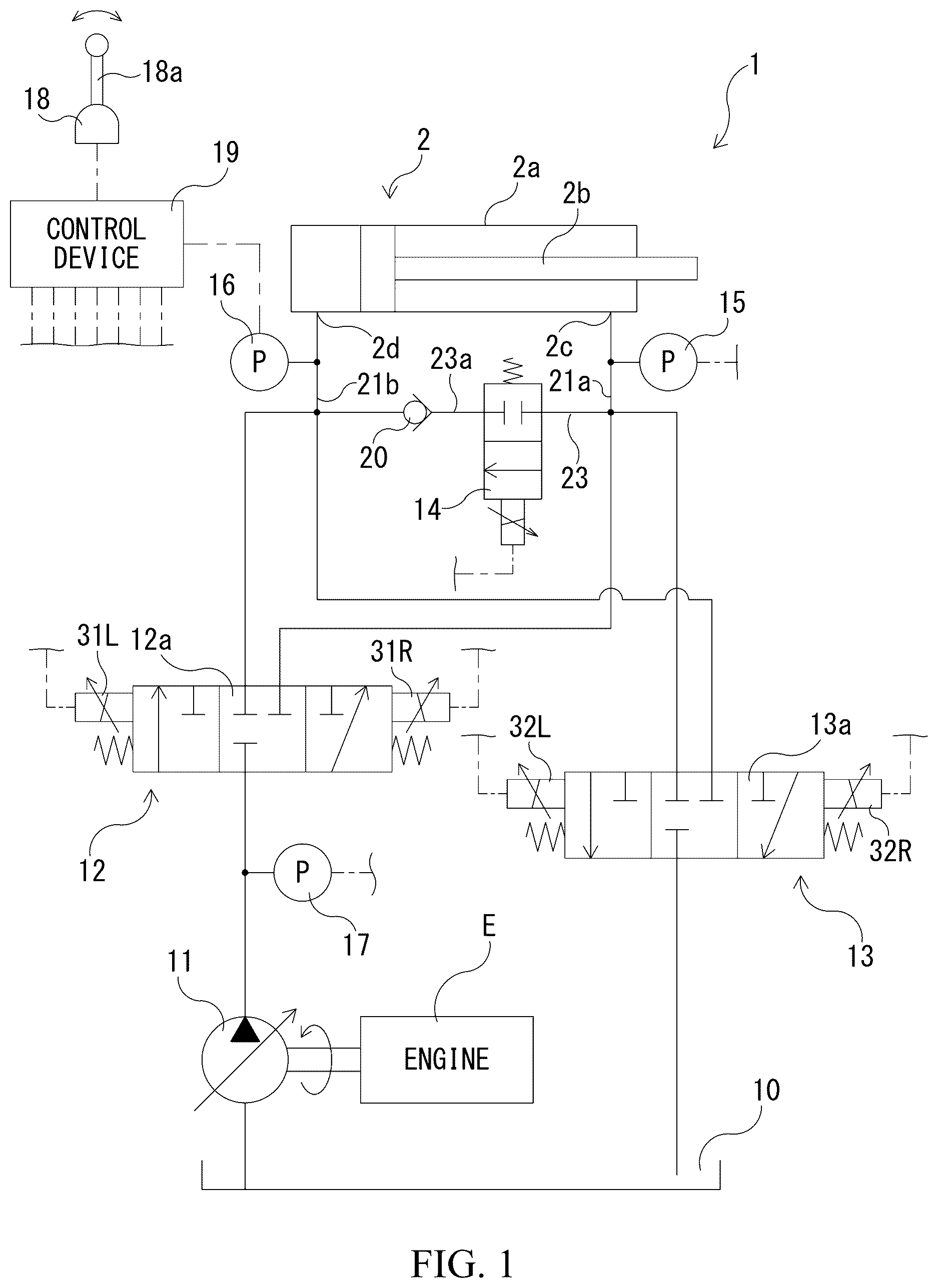 Patent US12618421 Figure 1 – Hydraulic drive system