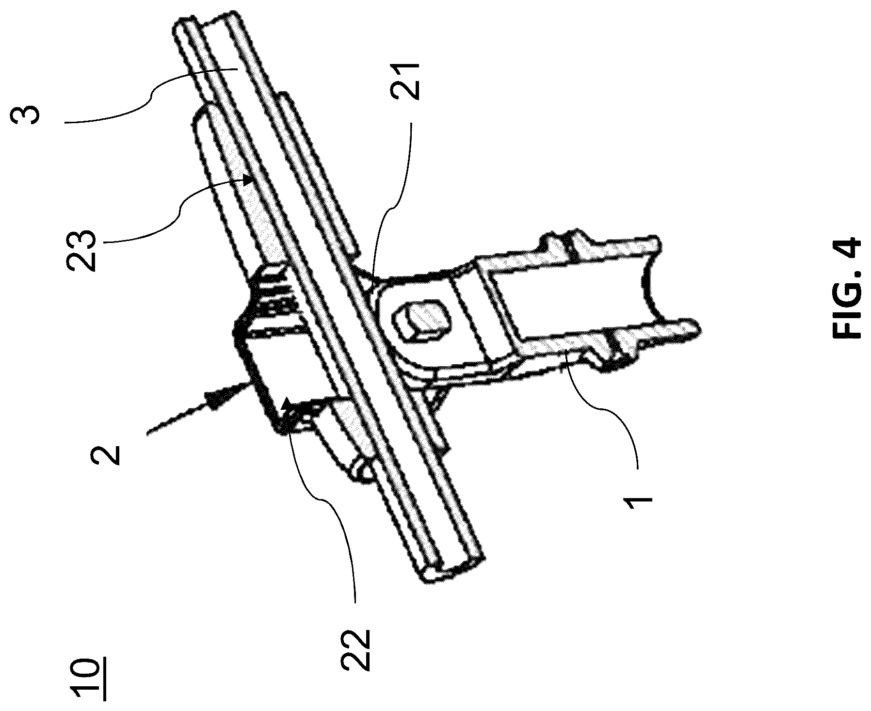 Patent US12618426 Figure 4 – Interlocking connector assembly for shading structure