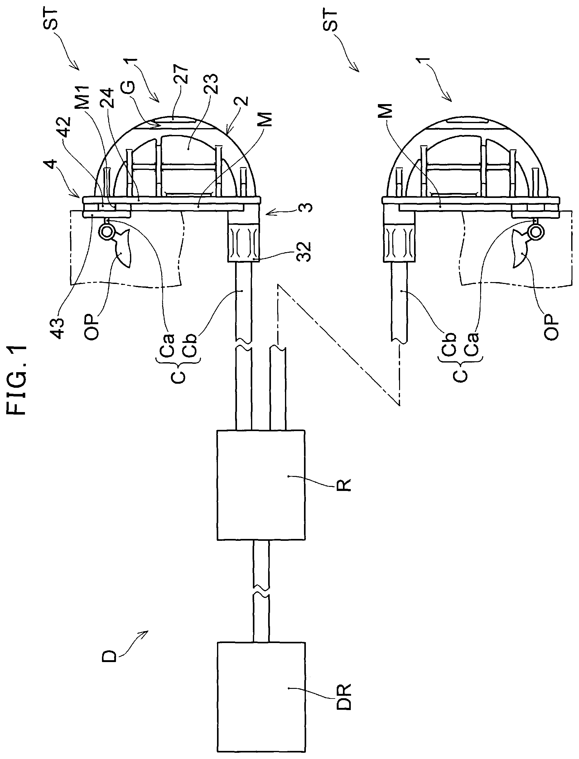 Patent US12618432 Figure 1 – Casing cap and control cable connecting structure with casing cap