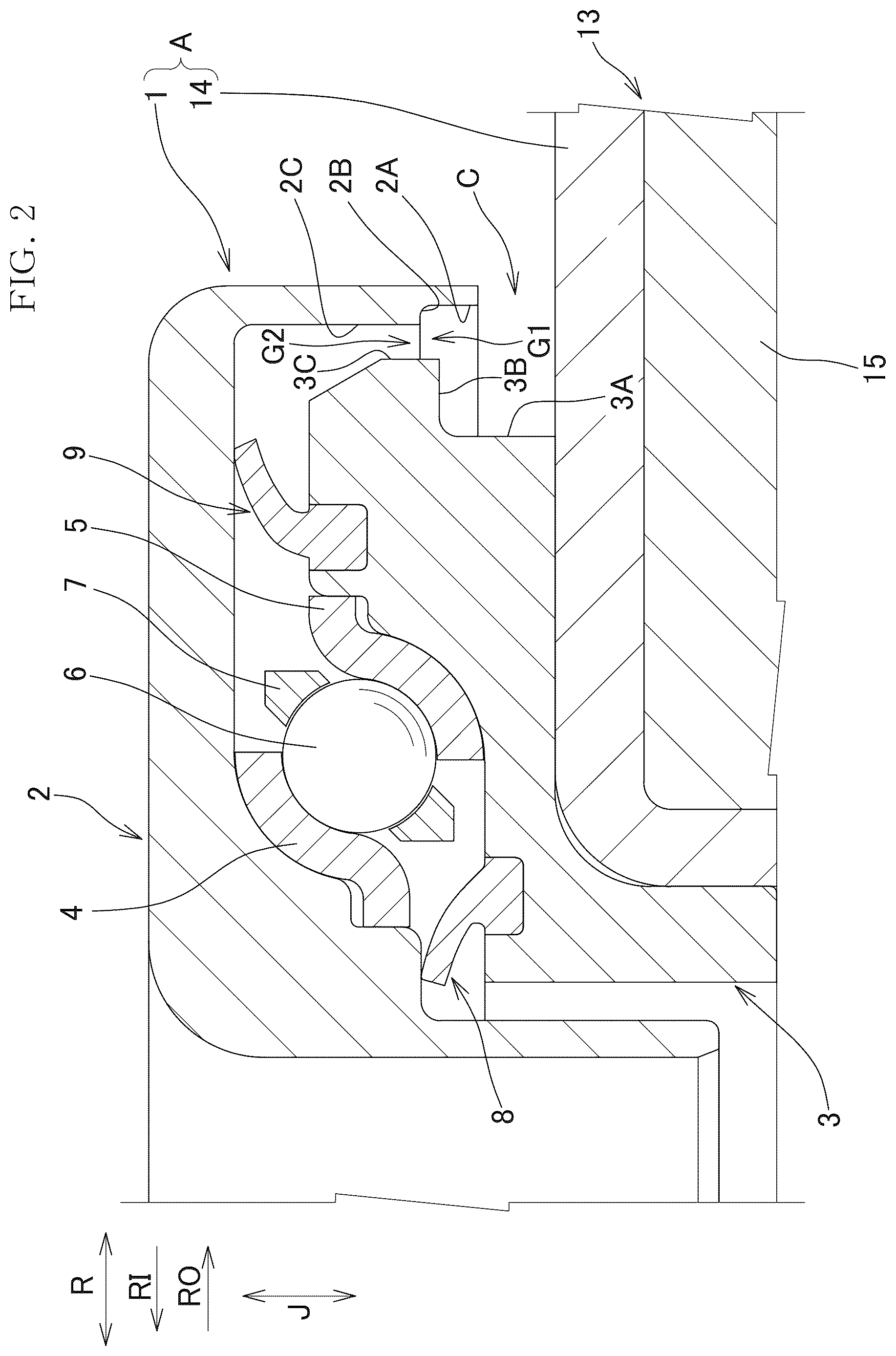 Patent US12618434 Figure 2 – Strut bearing device and vehicle strut suspension