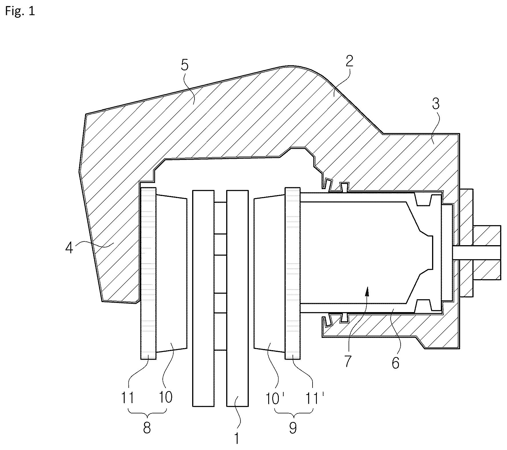 Patent US12618443 Figure 1 – Caliper housing for a disk brake system and method for manufacturing a caliper housing