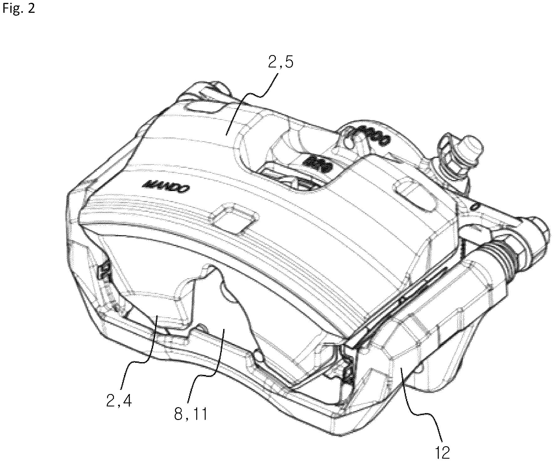 Patent US12618443 Figure 2 – Caliper housing for a disk brake system and method for manufacturing a caliper housing