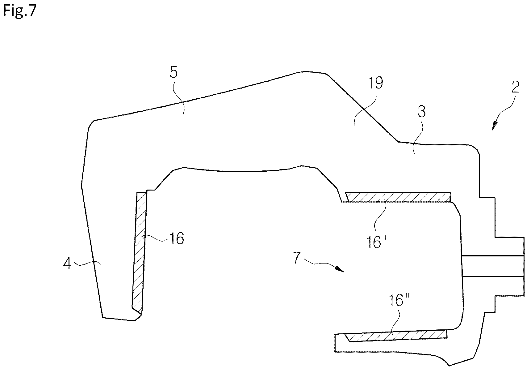 Patent US12618443 Figure 7 – Caliper housing for a disk brake system and method for manufacturing a caliper housing