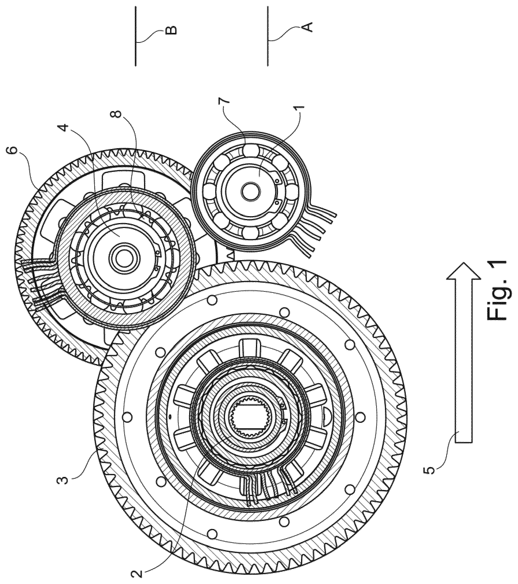 Patent US12618456 Figure 1 – Roller-mounted motor vehicle drive unit