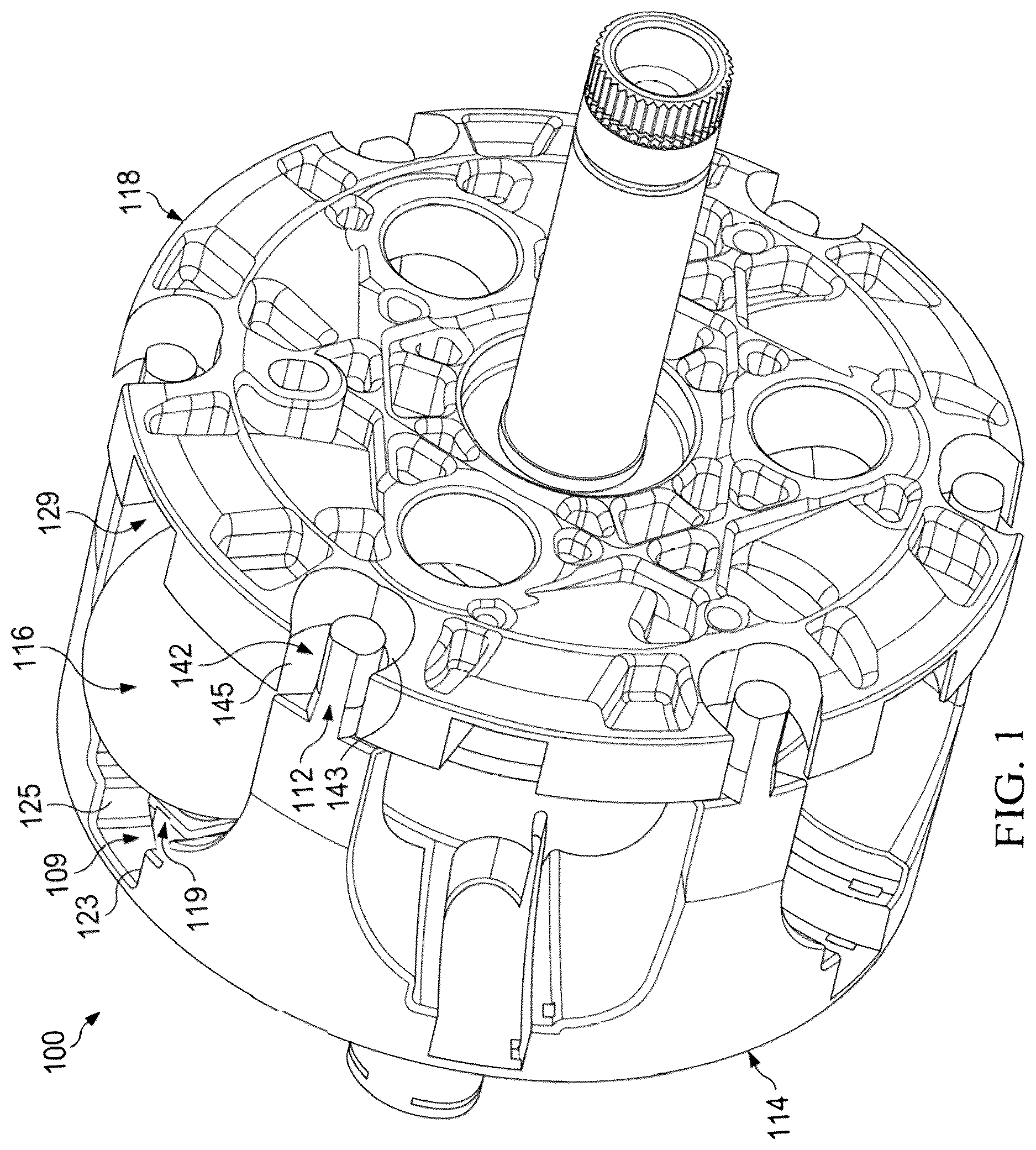 Patent US12618464 Figure 1 – Hardened slot walls in a skew shifting continuous variable planetary system