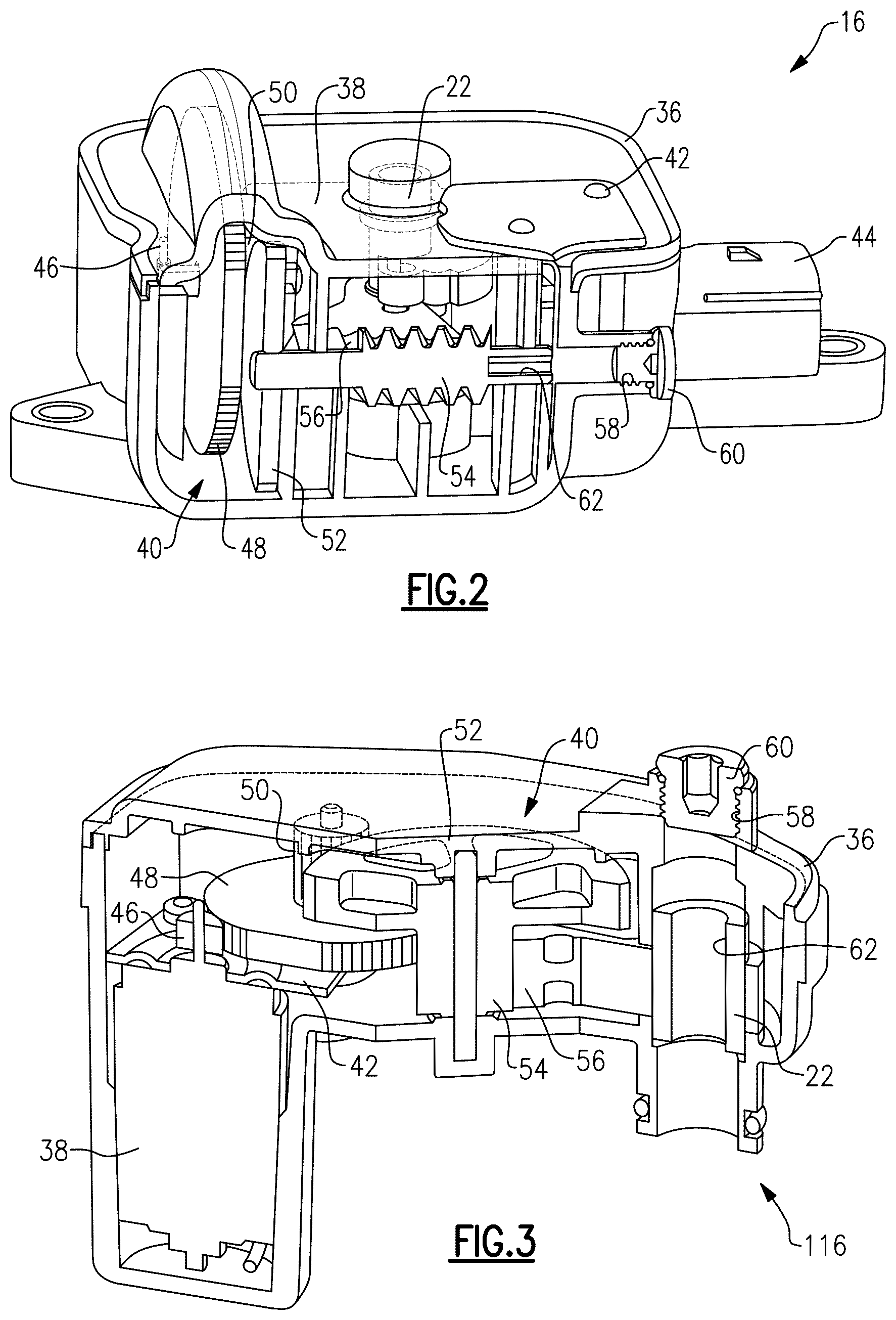 Patent US12618469 Figure 2 – Park lock actuator with manual release and shipping position