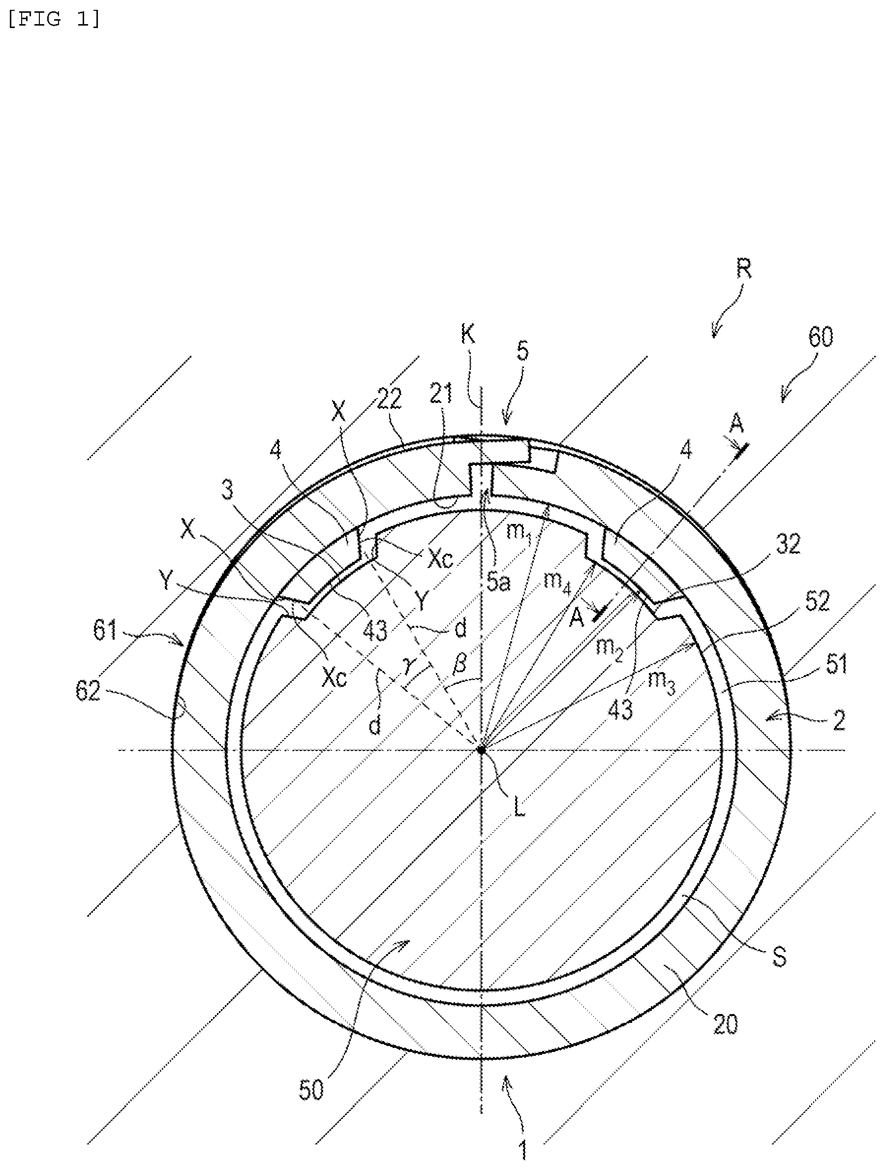 Patent US12618473 Figure 1 – Sealing ring and sealed structure including same