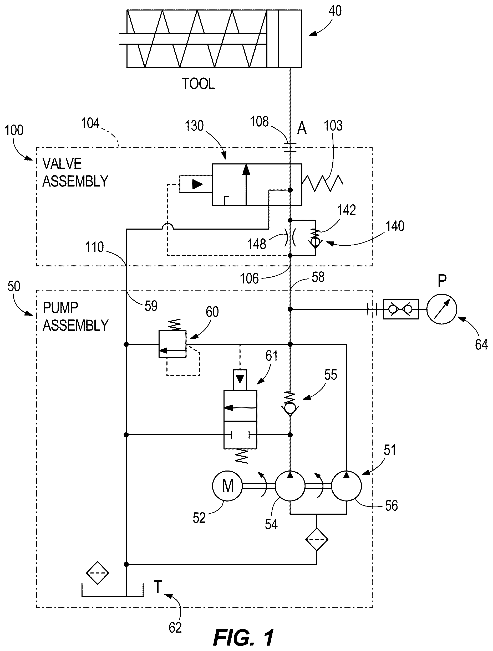 Patent US12618485 Figure 1 – Valves for controlling flow of pressurized fluid to a tool