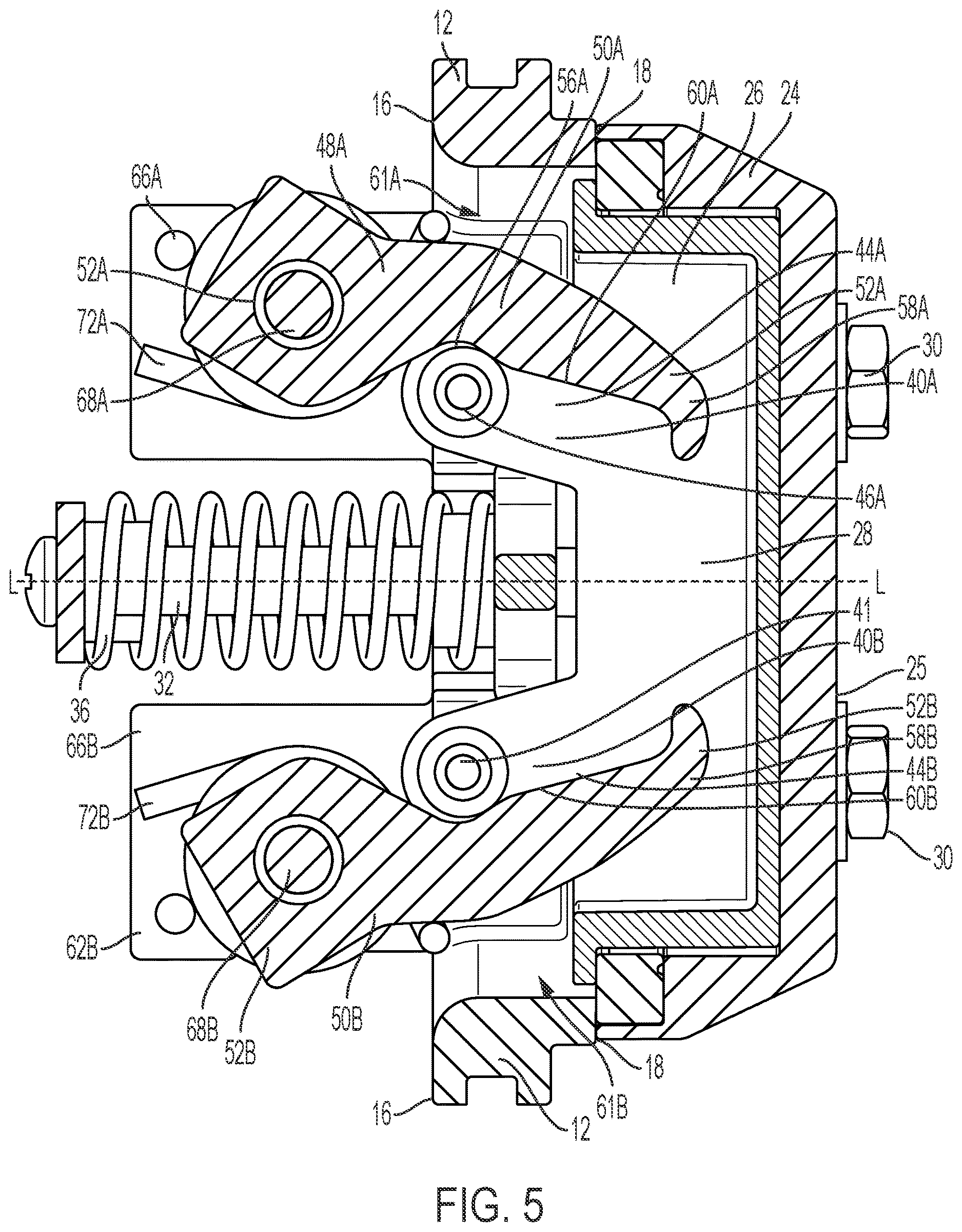 Patent US12618486 Figure 5 – Cam-arm poppet valve