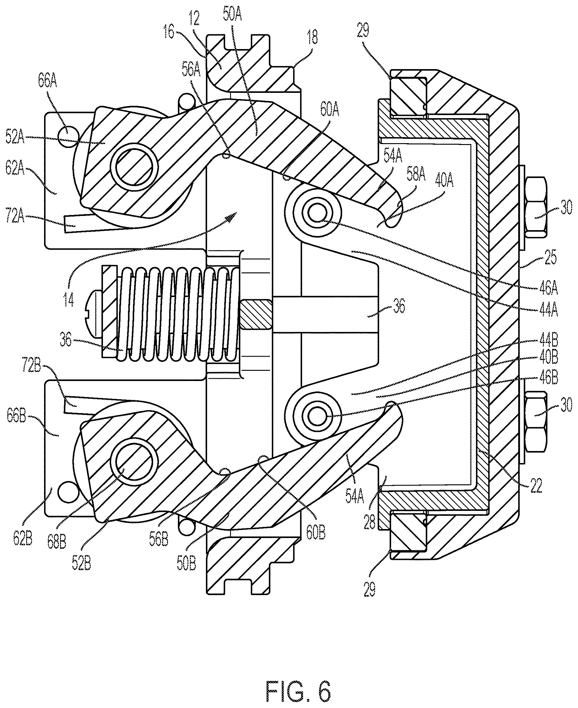 Patent US12618486 Figure 6 – Cam-arm poppet valve