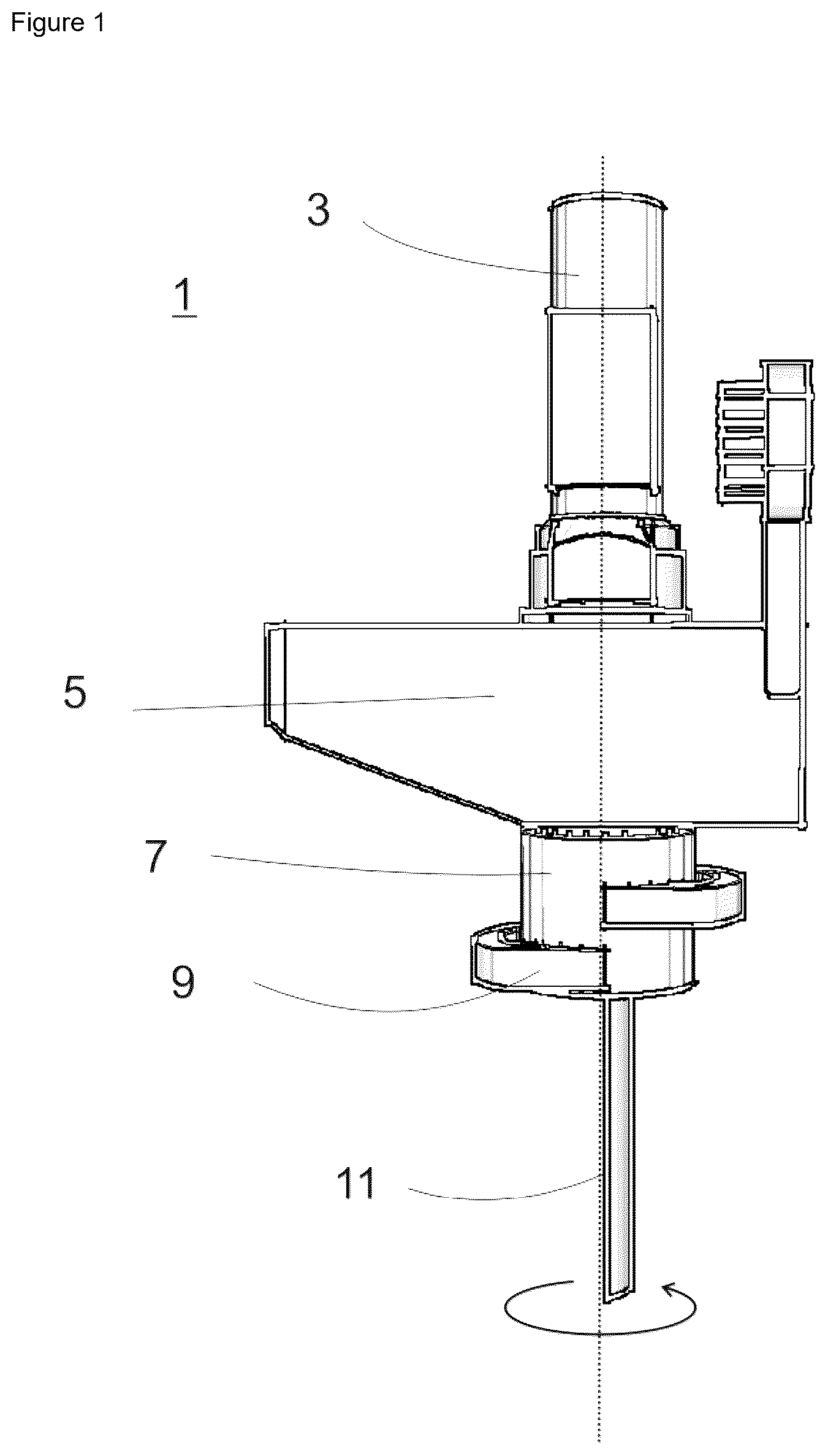 Patent US12618497 Figure 1 – Powder rotary feedthrough having a purge chamber