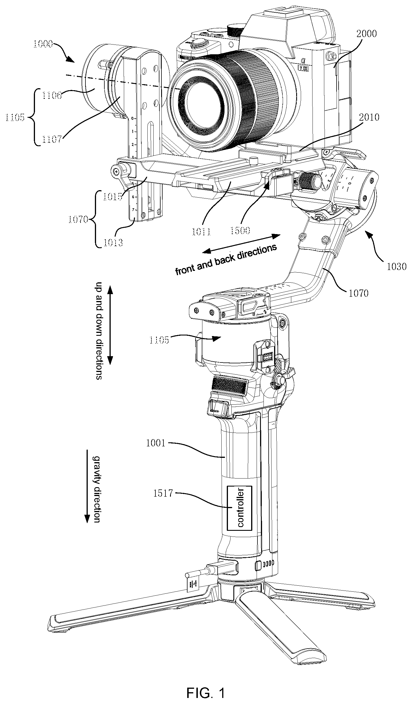 Patent US12618508 Figure 1 – Gimbal, leveling method and control method thereof, leveling motor and gimbal assembly