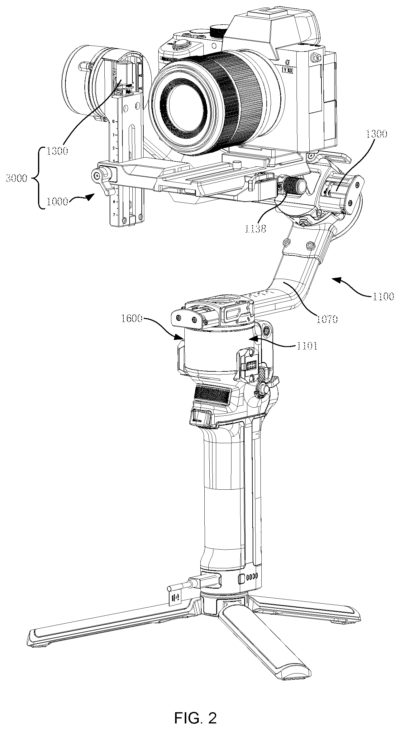 Patent US12618508 Figure 2 – Gimbal, leveling method and control method thereof, leveling motor and gimbal assembly