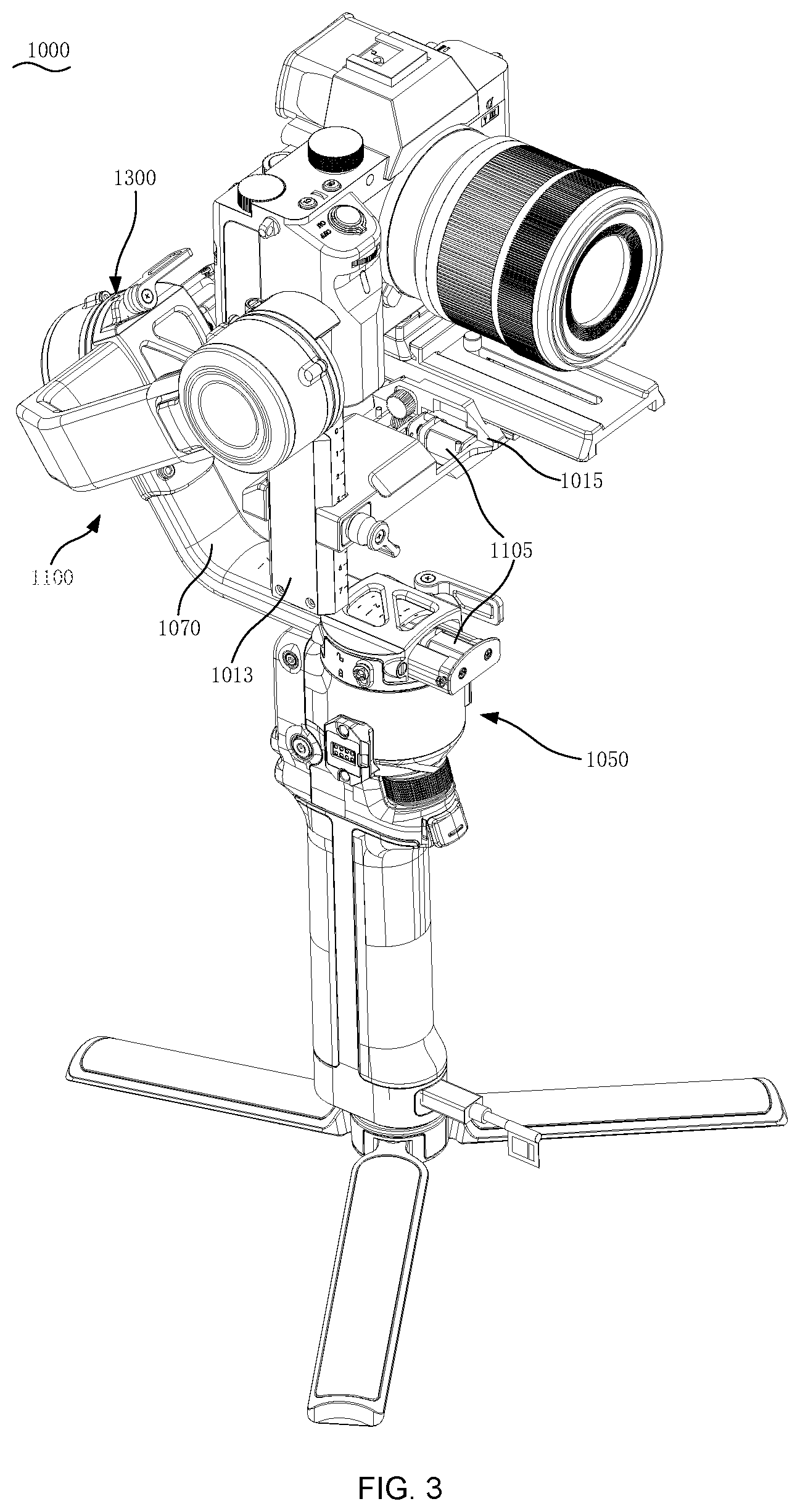 Patent US12618508 Figure 3 – Gimbal, leveling method and control method thereof, leveling motor and gimbal assembly