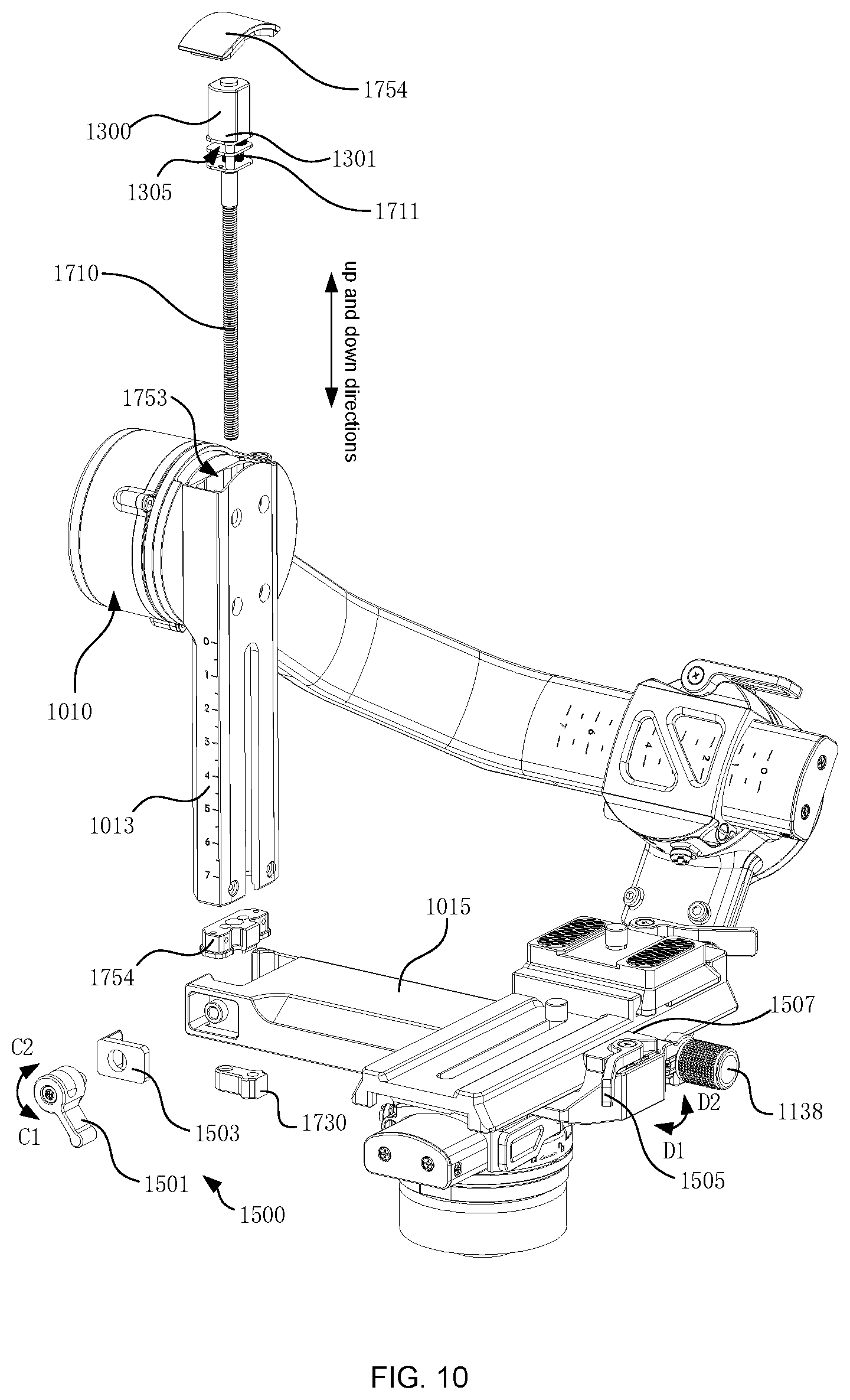 Patent US12618508 Figure 10 – Gimbal, leveling method and control method thereof, leveling motor and gimbal assembly