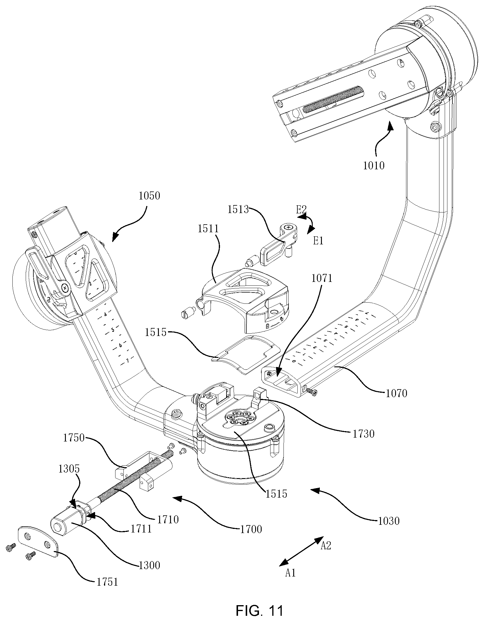 Patent US12618508 Figure 11 – Gimbal, leveling method and control method thereof, leveling motor and gimbal assembly