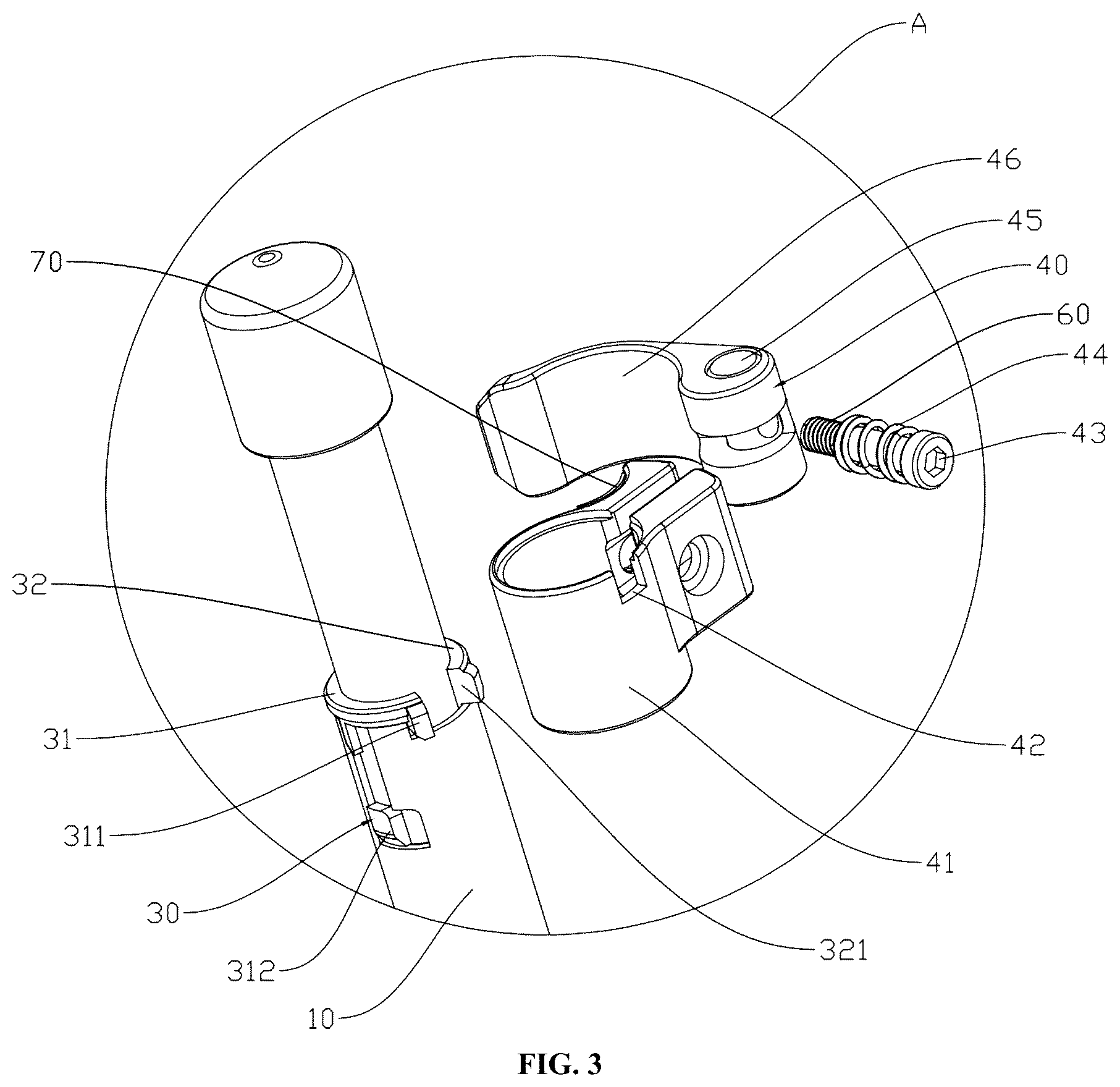 Patent US12618509 Figure 3 – Telescopic support foot and support frame