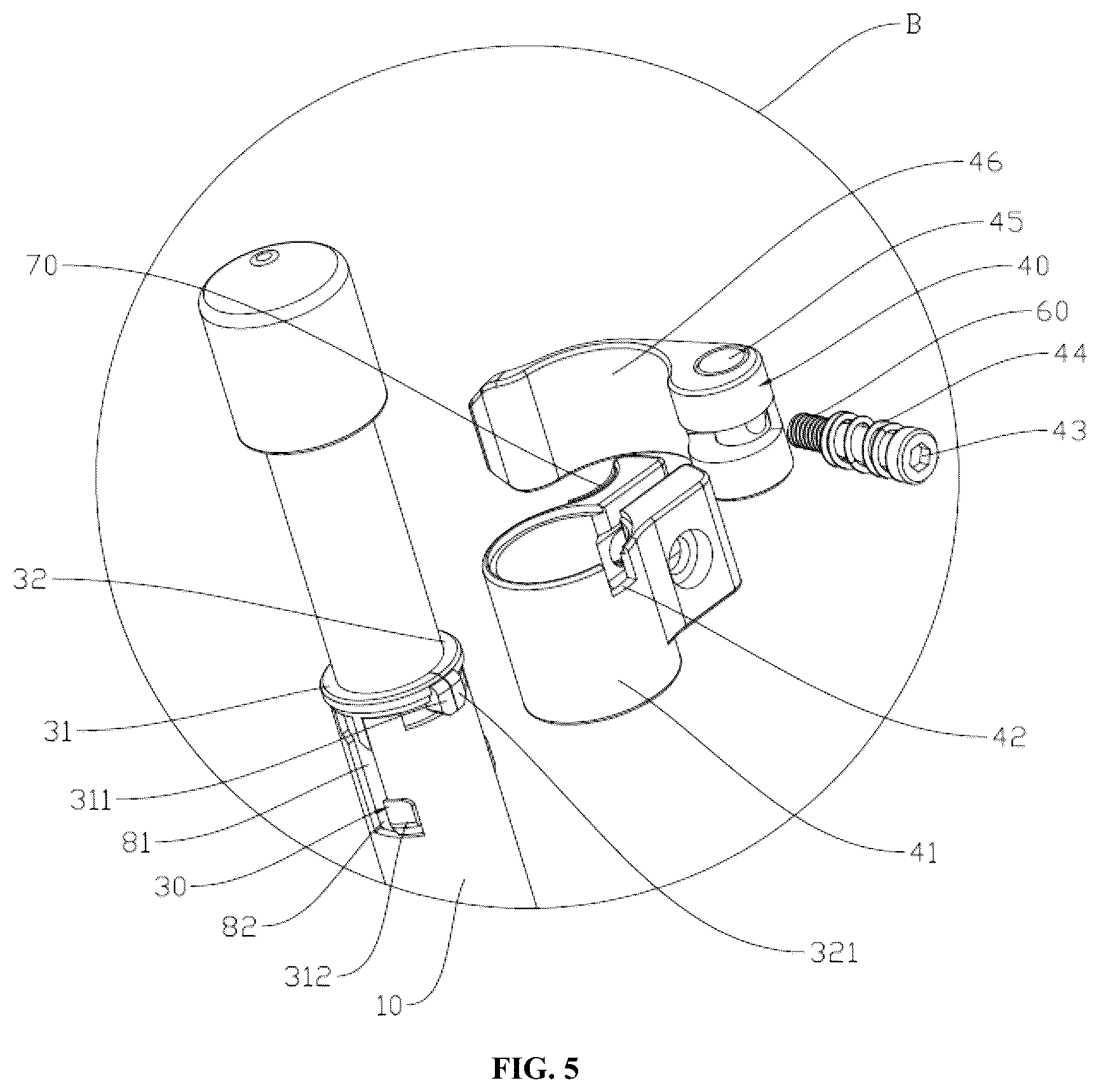 Patent US12618509 Figure 5 – Telescopic support foot and support frame