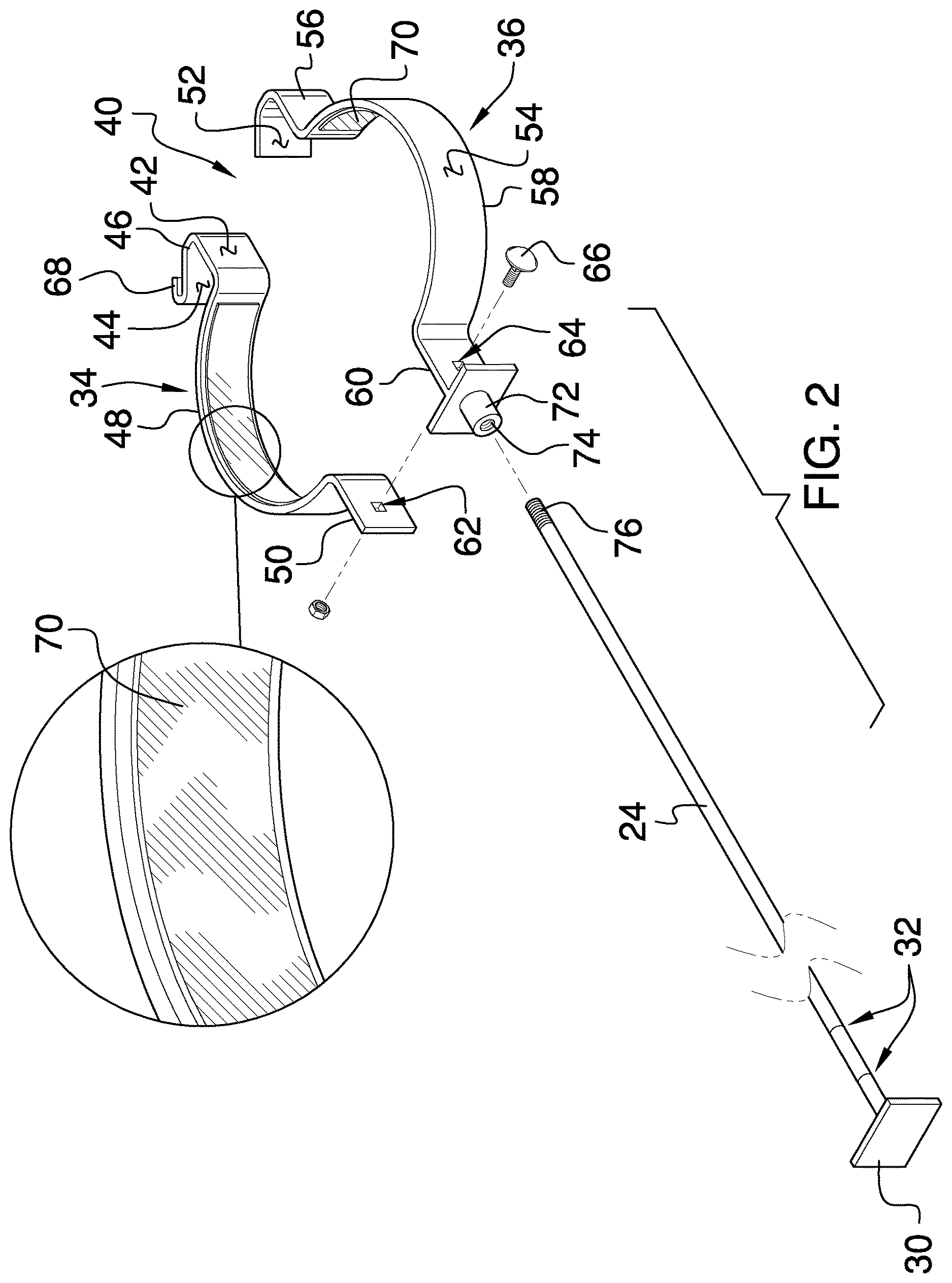 Patent US12618512 Figure 2 – Fence mounted shelving device