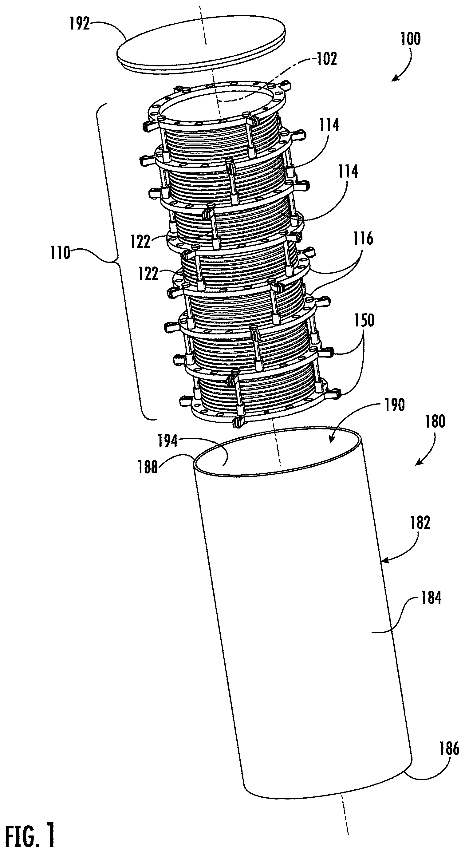 Patent US12618514 Figure 1 – Variable volume vessel with over-travel protection and/or anti-binding features