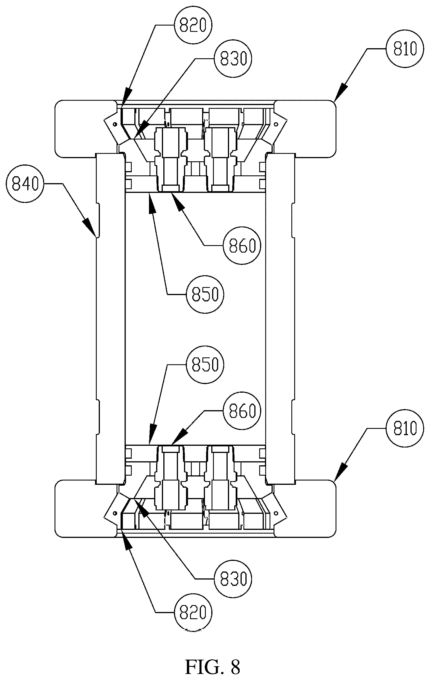 Patent US12618527 Figure 8 – Pressure vessel incorporating rapid, toolless assembly and disassembly