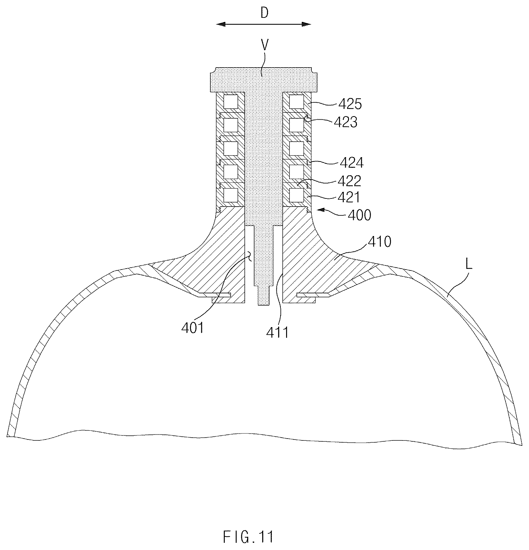 Patent US12618529 Figure 11 – Nozzle for pressure vessel and pressure vessel including the same