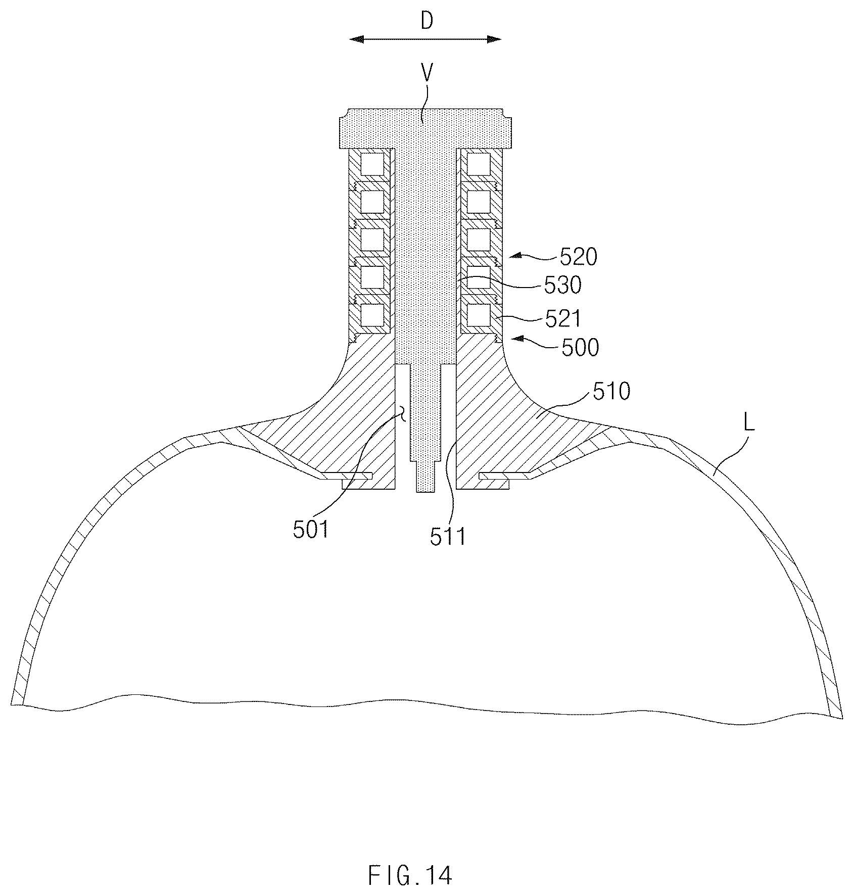 Patent US12618529 Figure 14 – Nozzle for pressure vessel and pressure vessel including the same