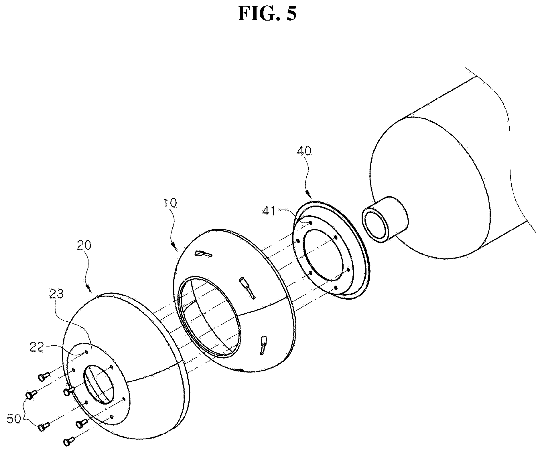 Patent US12618532 Figure 5 – Protective cover for shoulder part of pressure vessel
