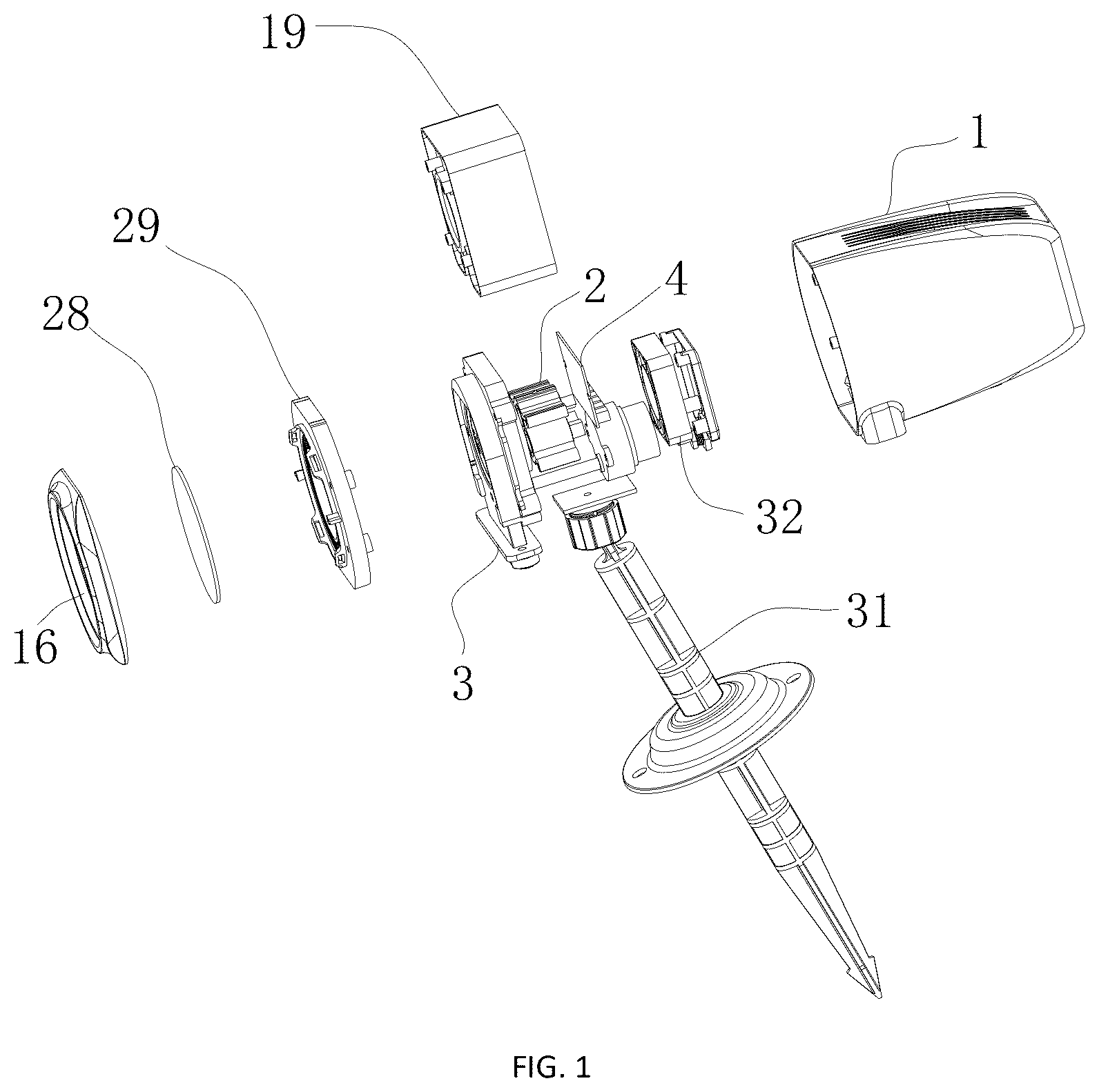 Patent US12618544 Figure 1 – Projection lamp with replaceable grating sheet