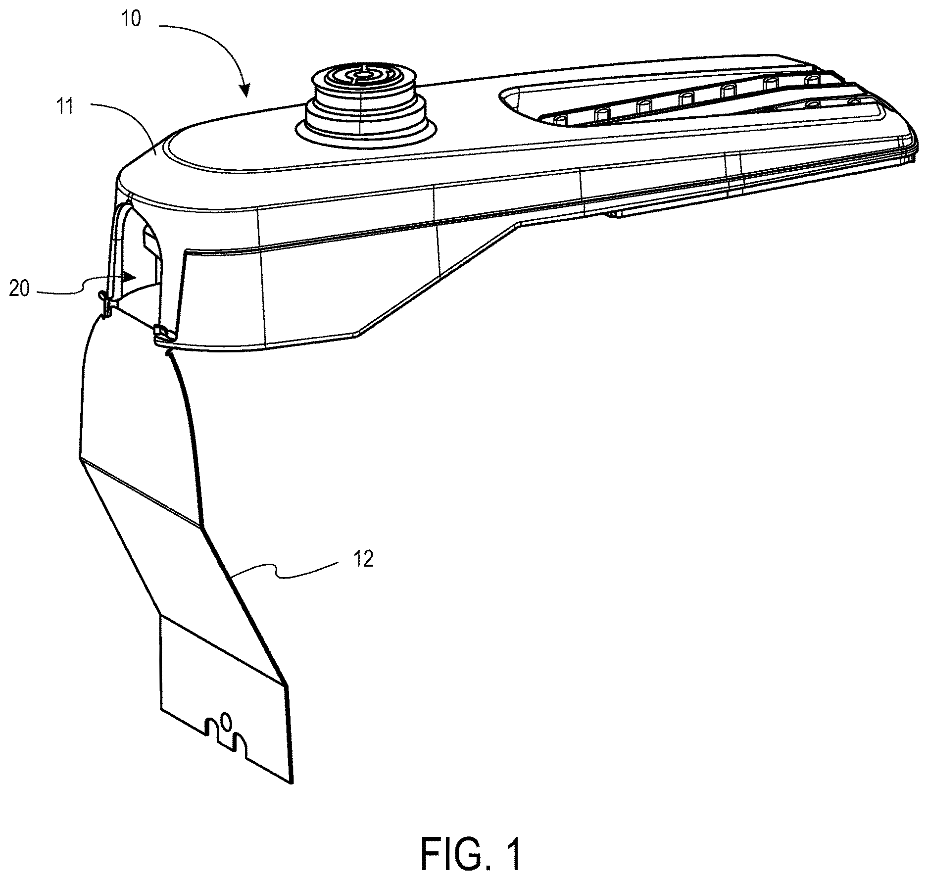 Patent US12618551 Figure 1 – Tooless cover retention and moisture protection for luminaires