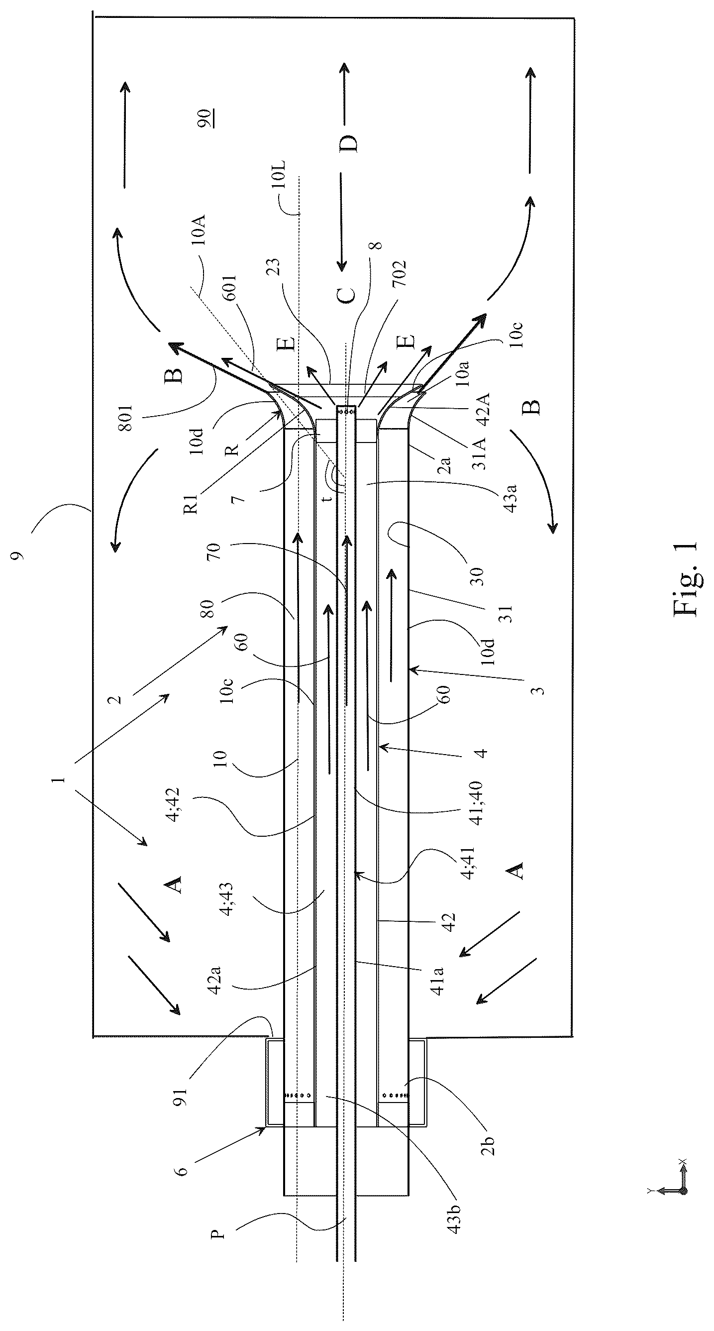 Patent US12618556 Figure 1 – Burner and boiler-burner assembly