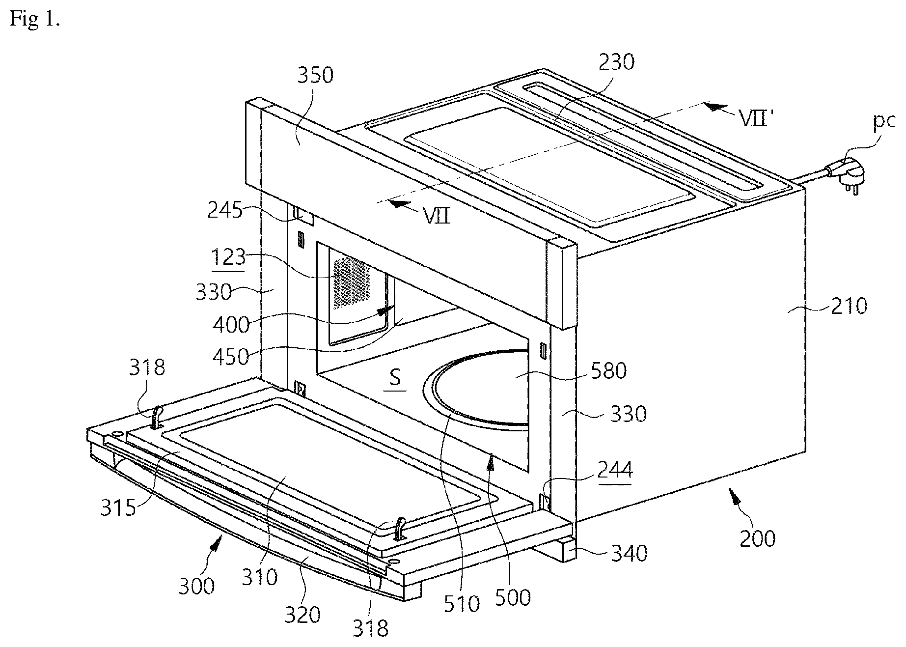 Patent US12618566 Figure 1 – Cooking appliance