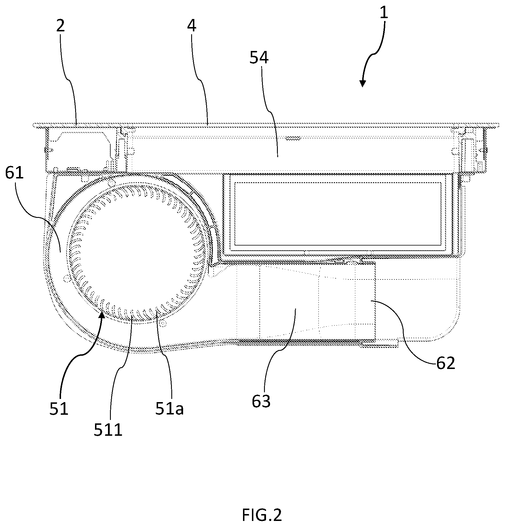 Patent US12618568 Figure 2 – Cooking hob with extractor hood