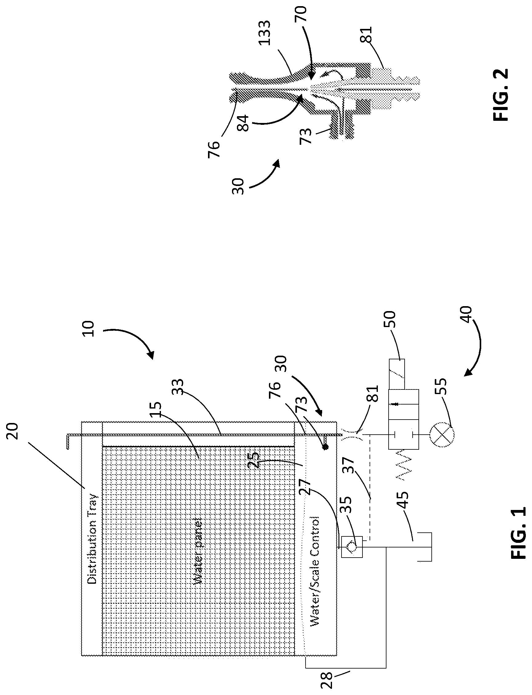 Patent US12618572 Figure 1 – Eductor with integrated orifice check valve and scale control tray