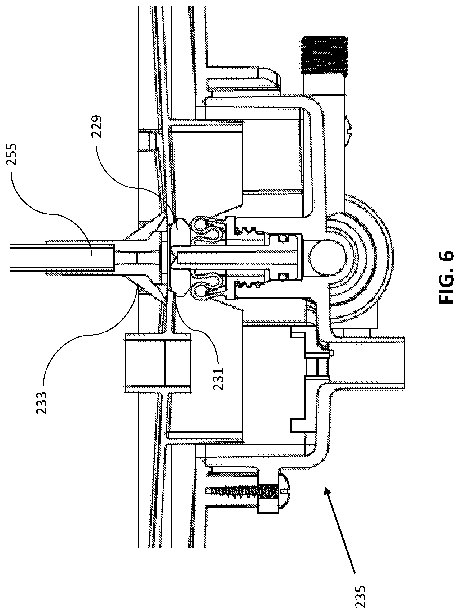 Patent US12618572 Figure 6 – Eductor with integrated orifice check valve and scale control tray