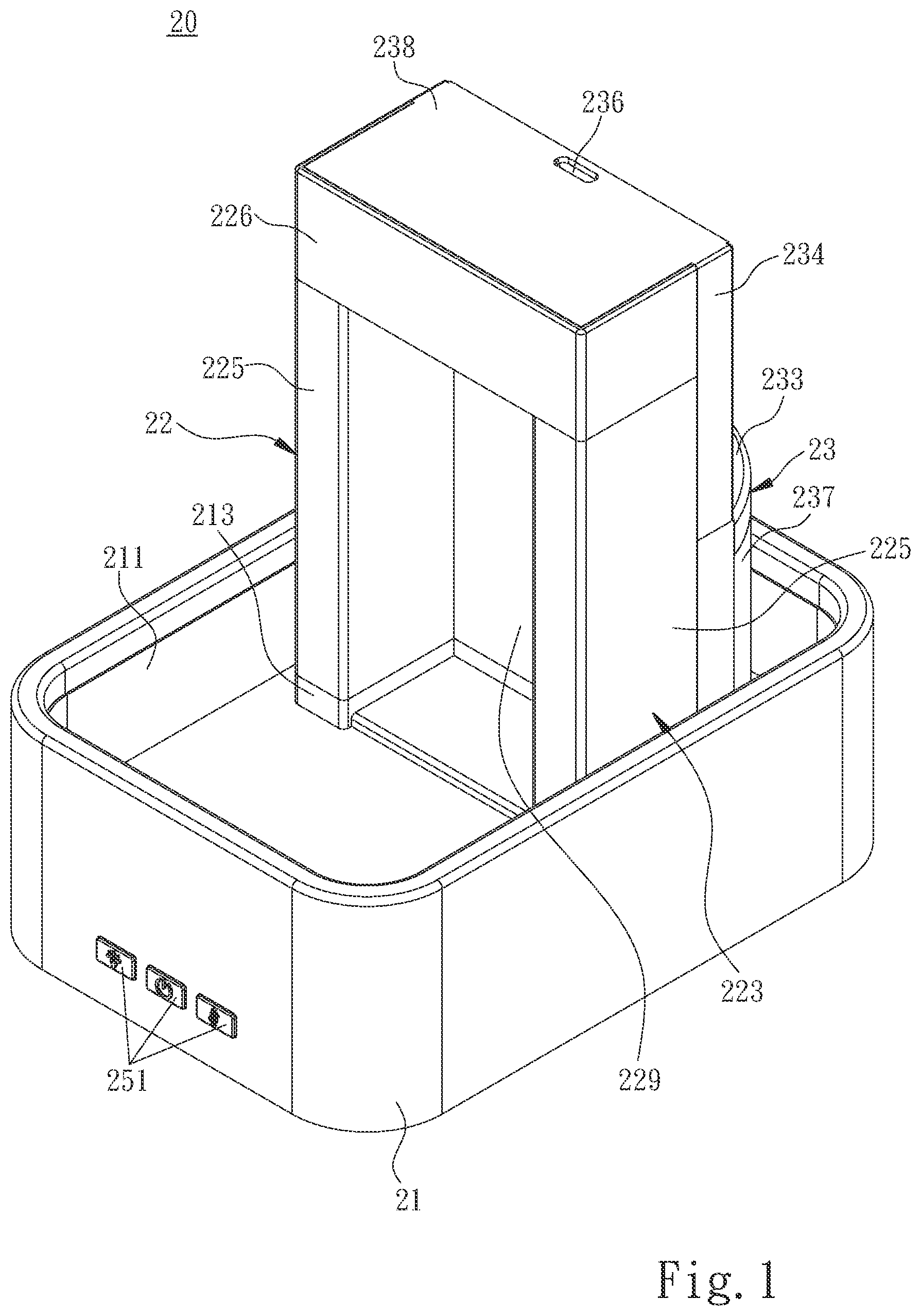 Patent US12618573 Figure 1 – Humidifier with fountaining and aroma diffusing functions