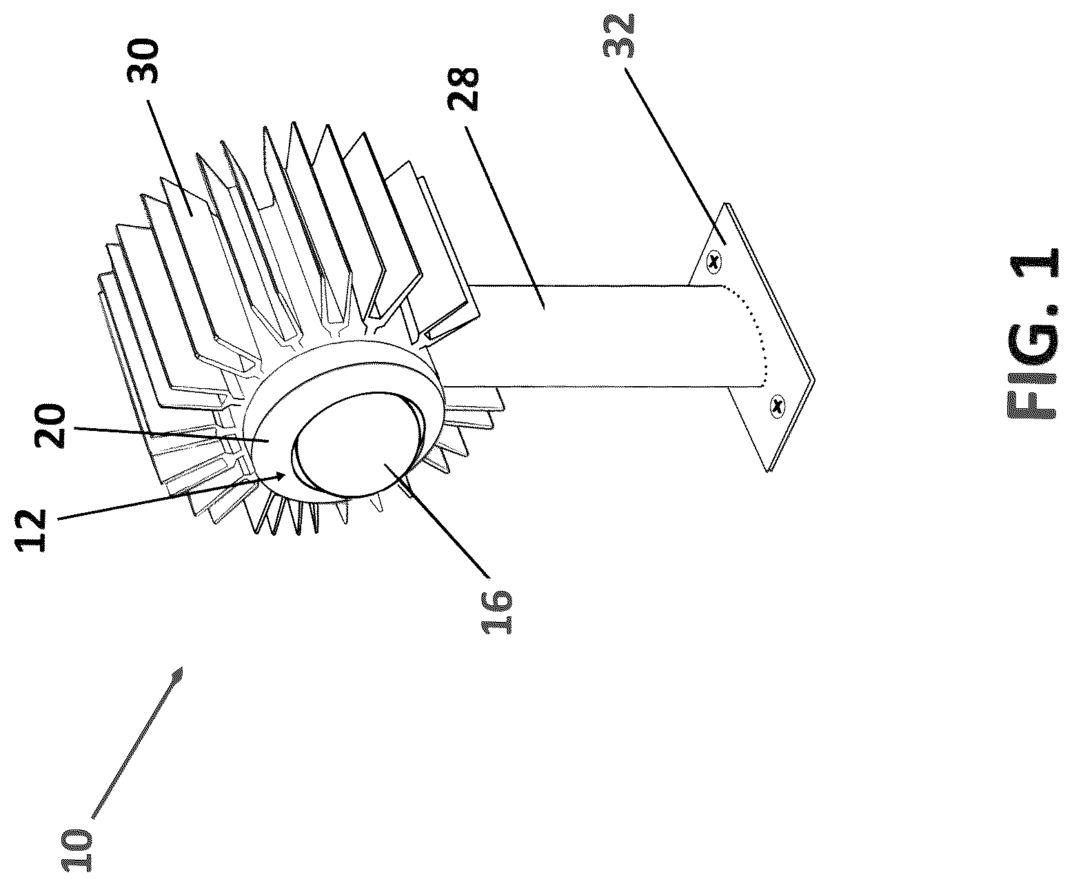 Patent US12618575 Figure 1 – HVAC UVC LED projection unit for HVAC devices
